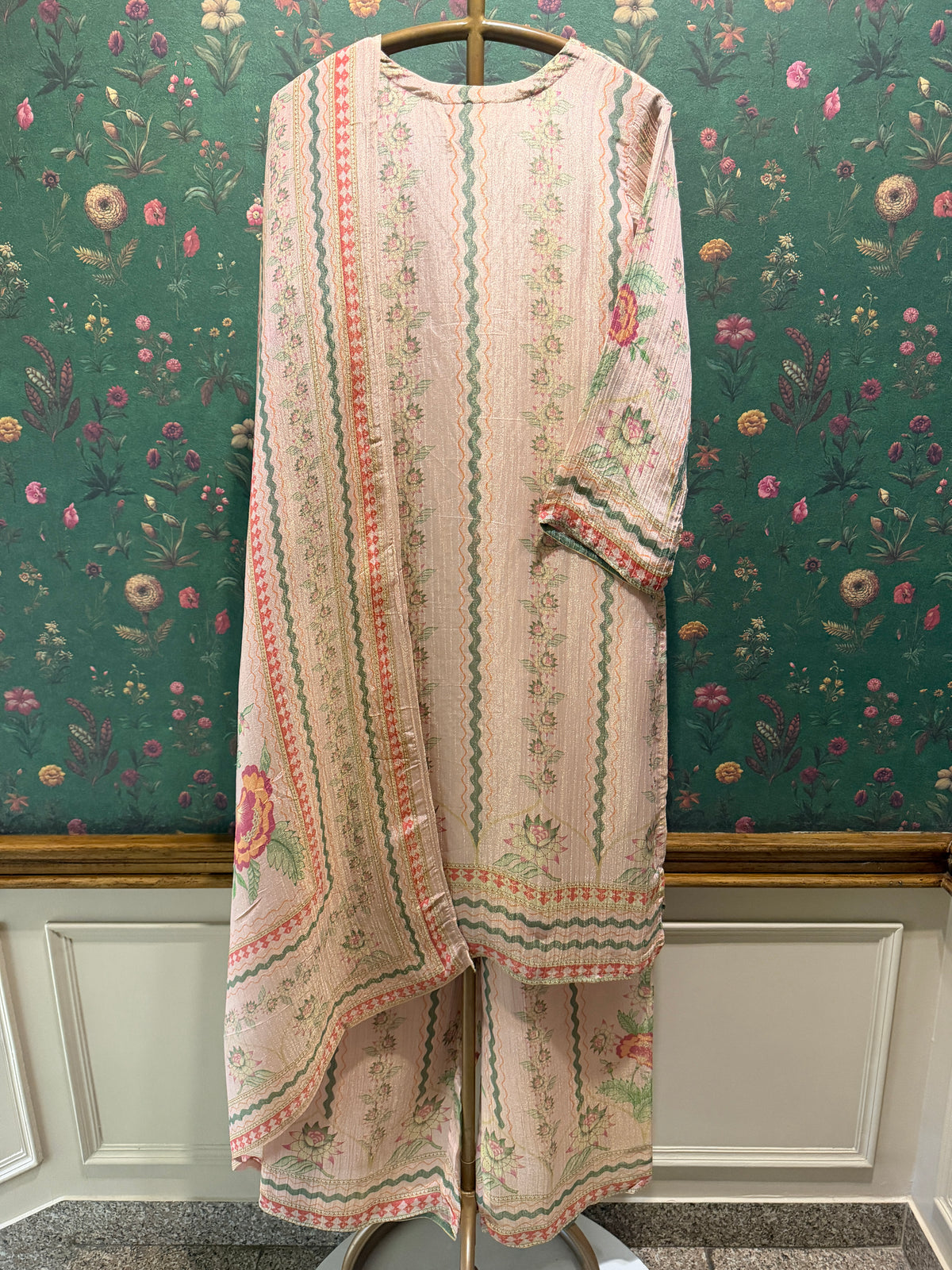 Blush Pink Floral Tissue Suit Set