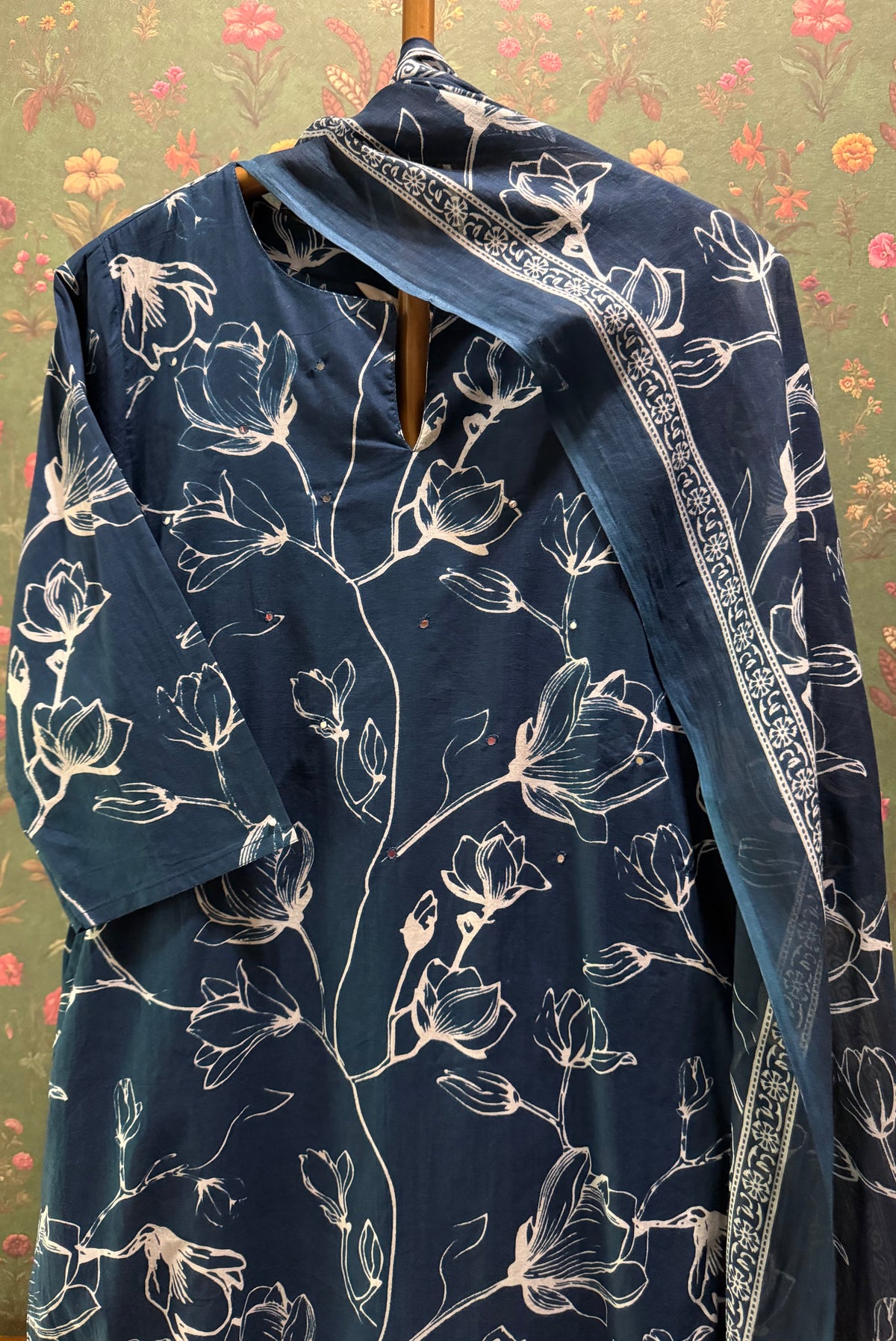 Blue Printed Suit Cotton Set | HER-728