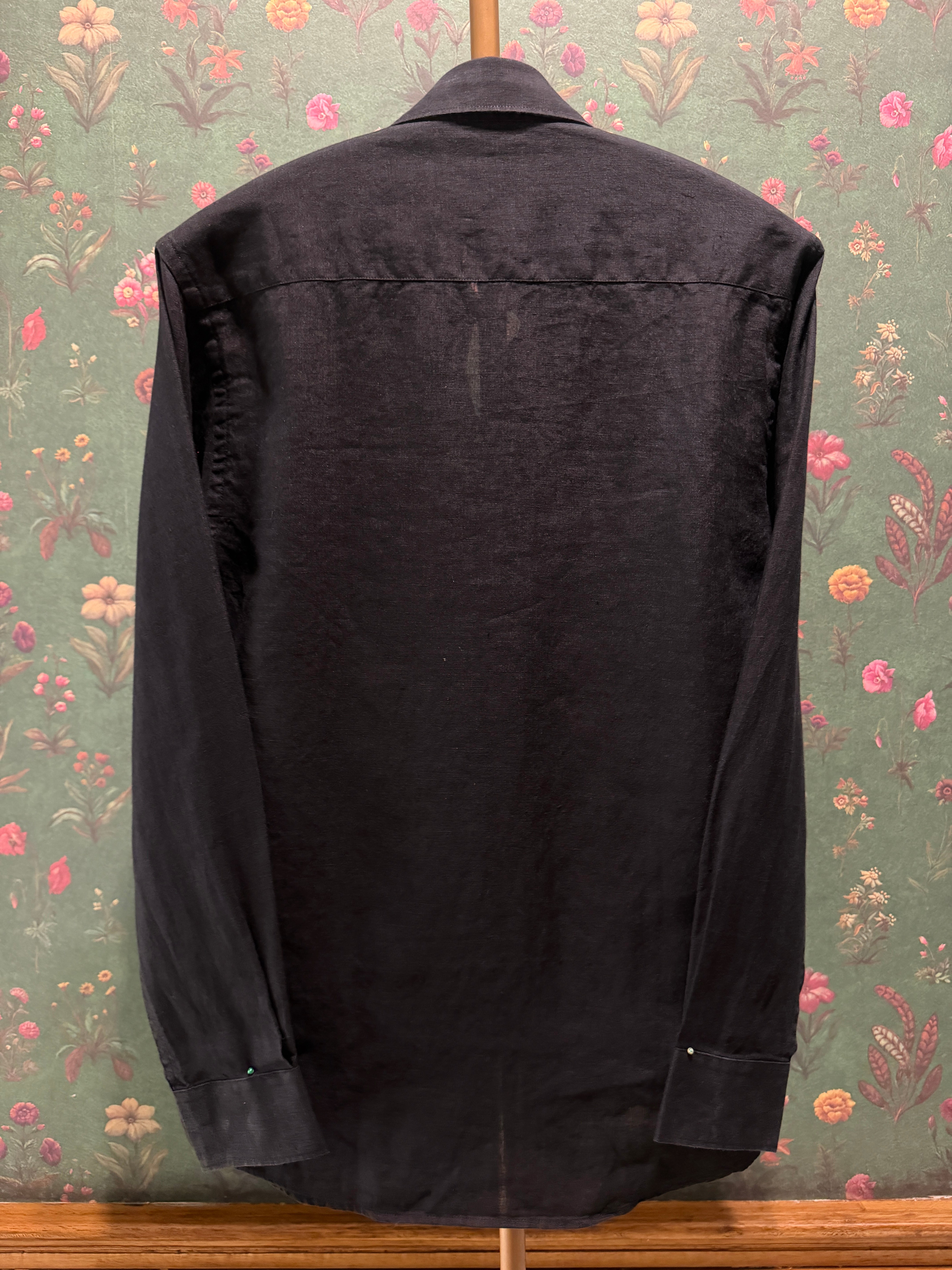 Black Men’s Pure Linen Full Sleeves Shirt