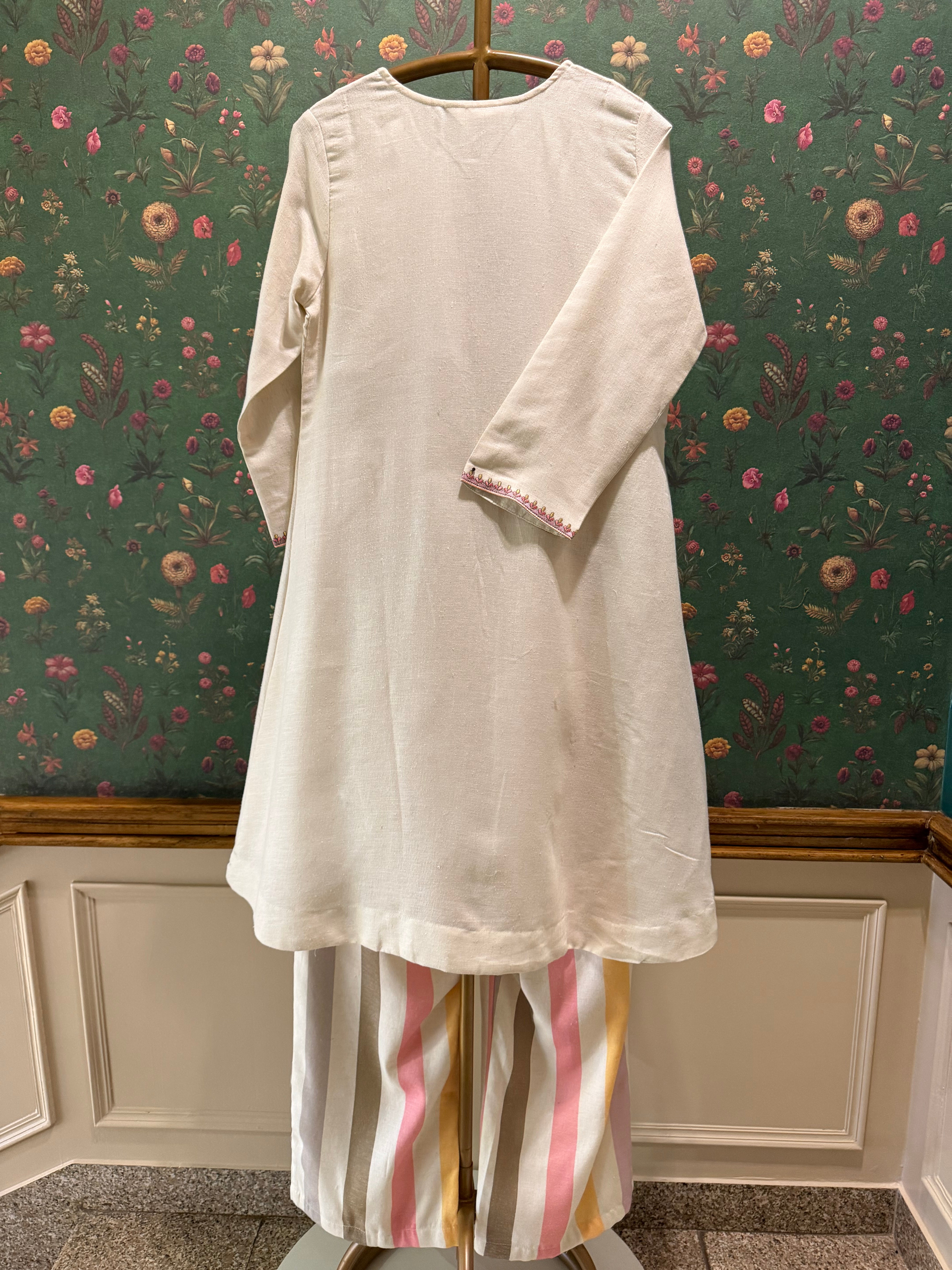 Ivory Embroidered A-Line Kurta Set | HER-628