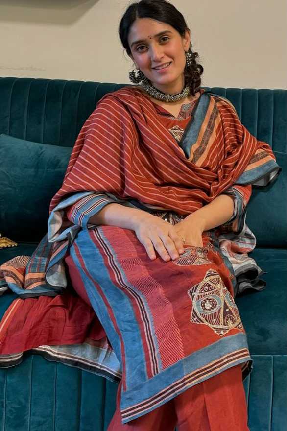 Pankhuri Deep Red Muslin Suit Set | HER-393