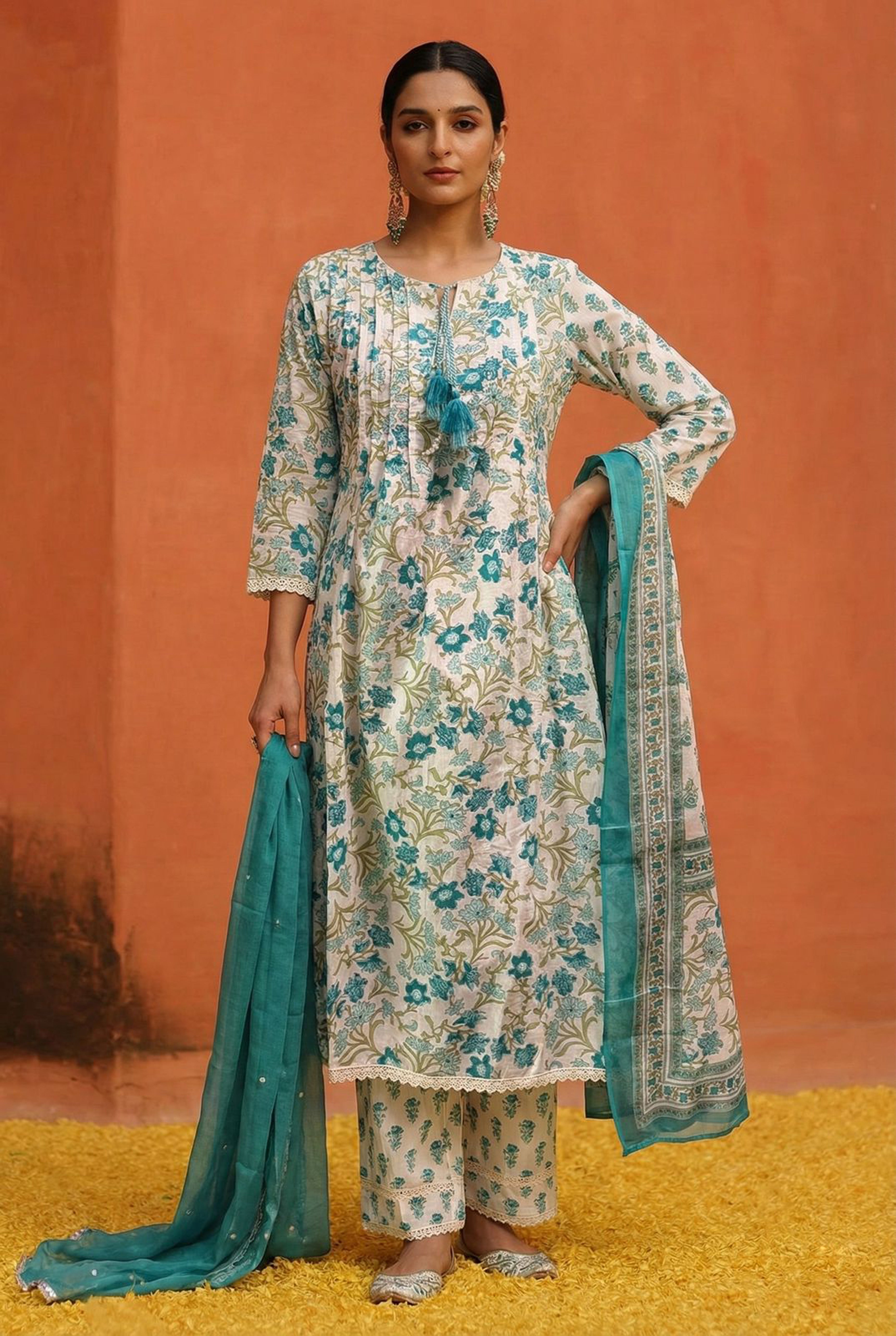 Mint Meadow Floral Suit Set