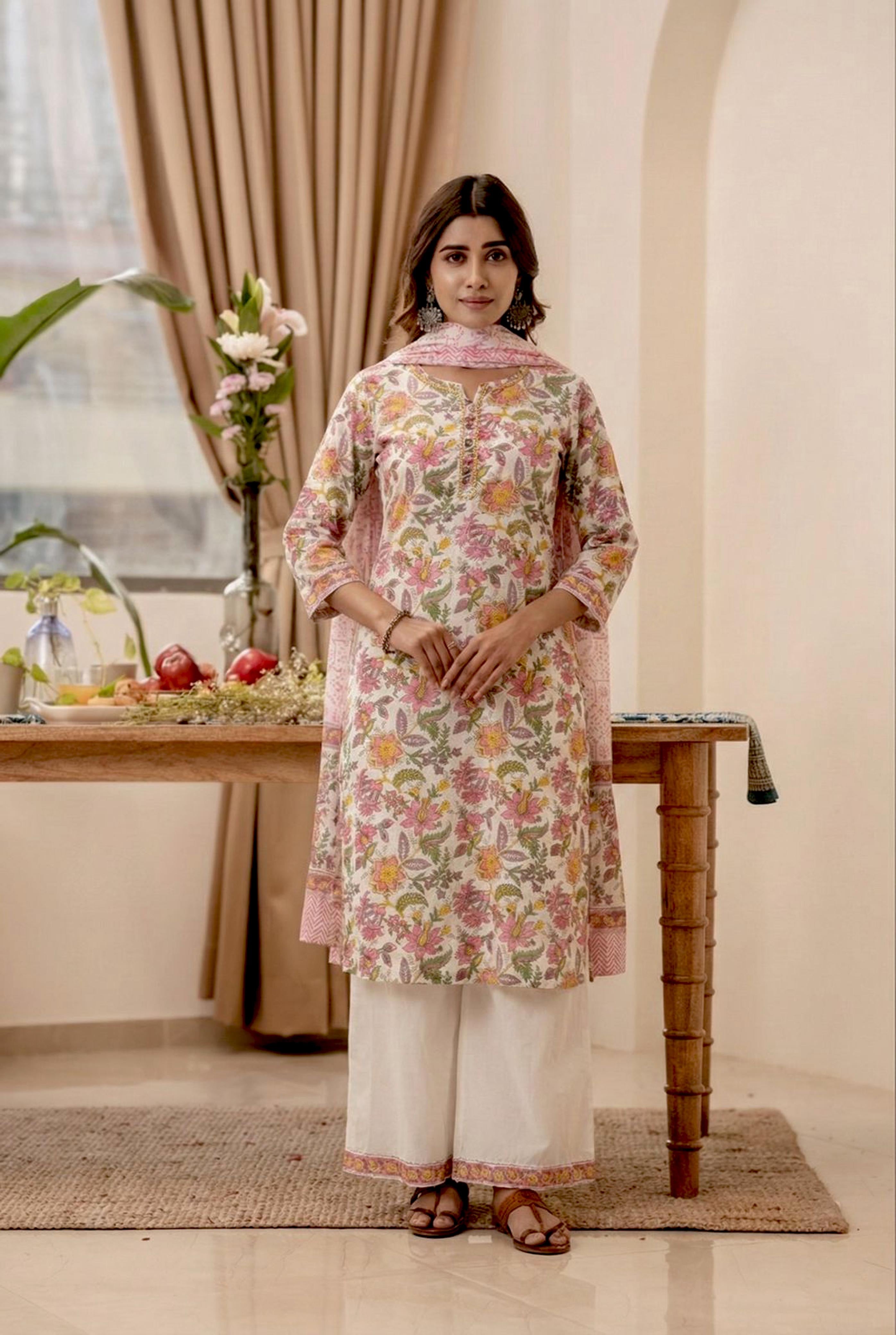 Gulbahar Bloom Cotton Suit Set | HER-540