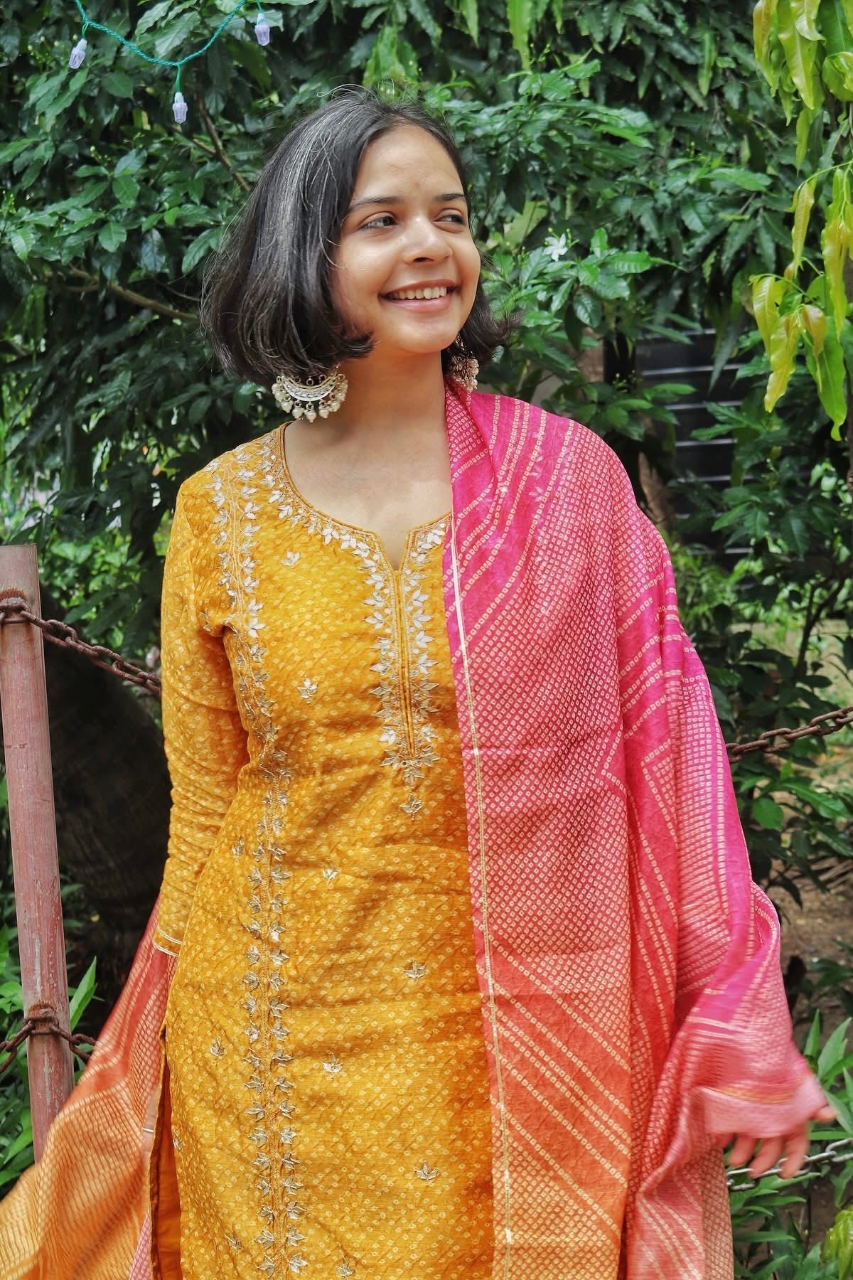 Bandhej Bagh Mustard Yellow Chanderi Suit Set | HER-299