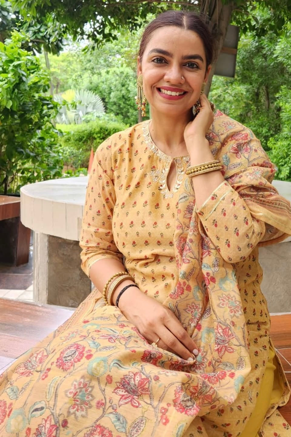 Mustard Straight Fit Chanderi Suit Set | HER-294