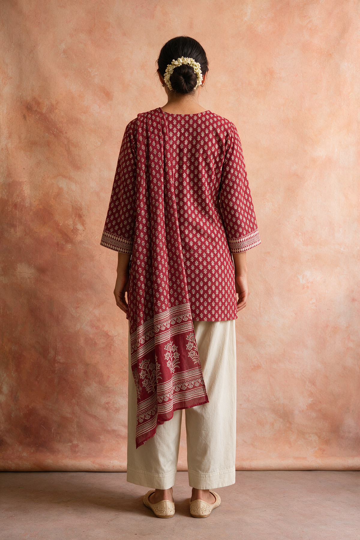 Deep Berry Cotton Printed Farshi Salwar Set
