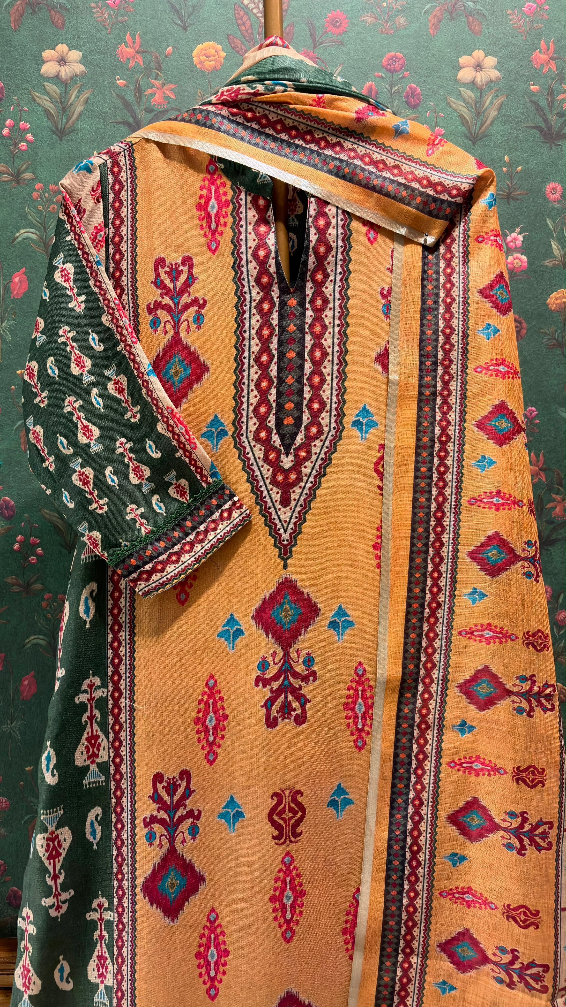 Amber Ikat Printed Cotton Suit Set | HER-643