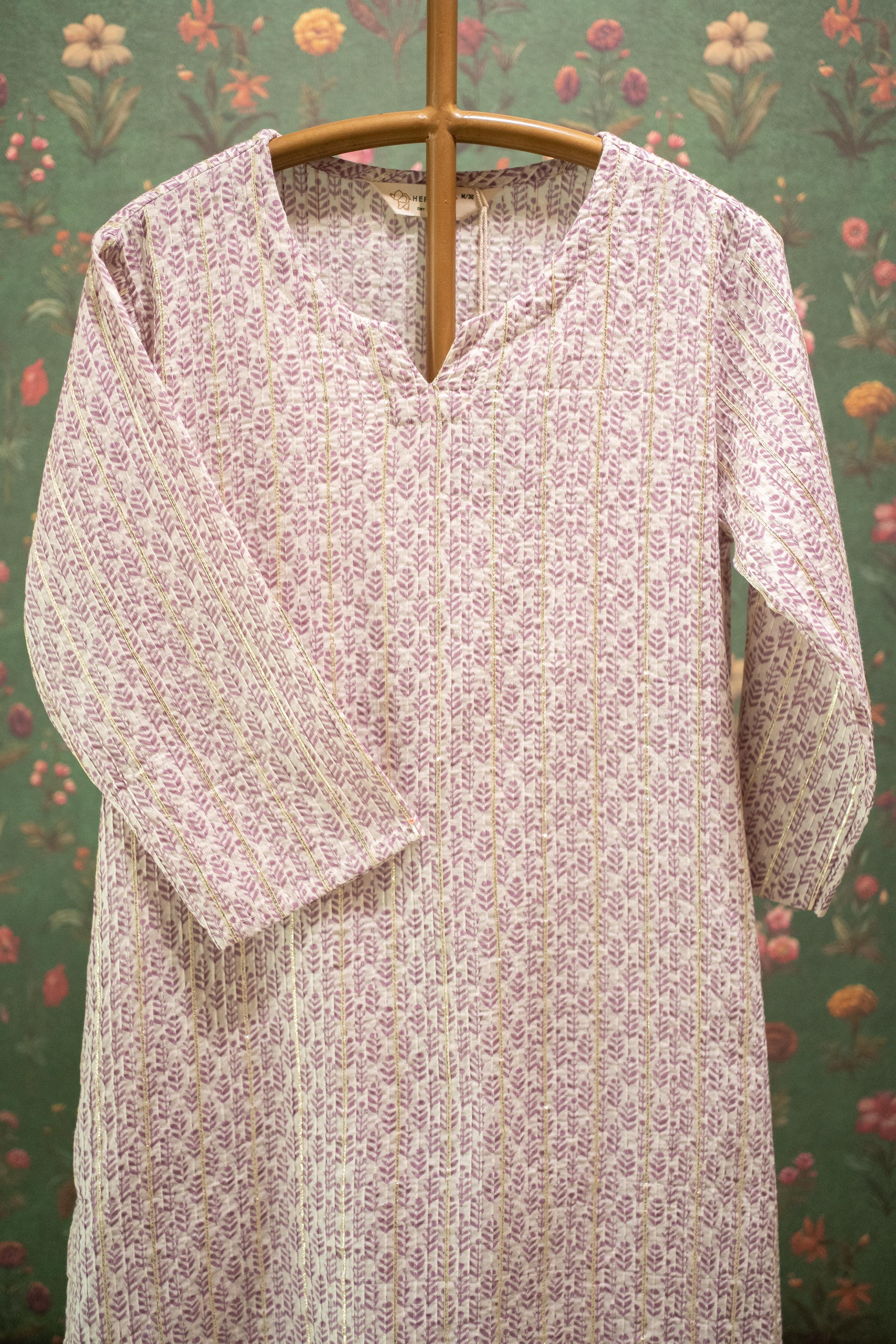 Saaz Lilac Printed Cotton Co-ord Set | HER-506