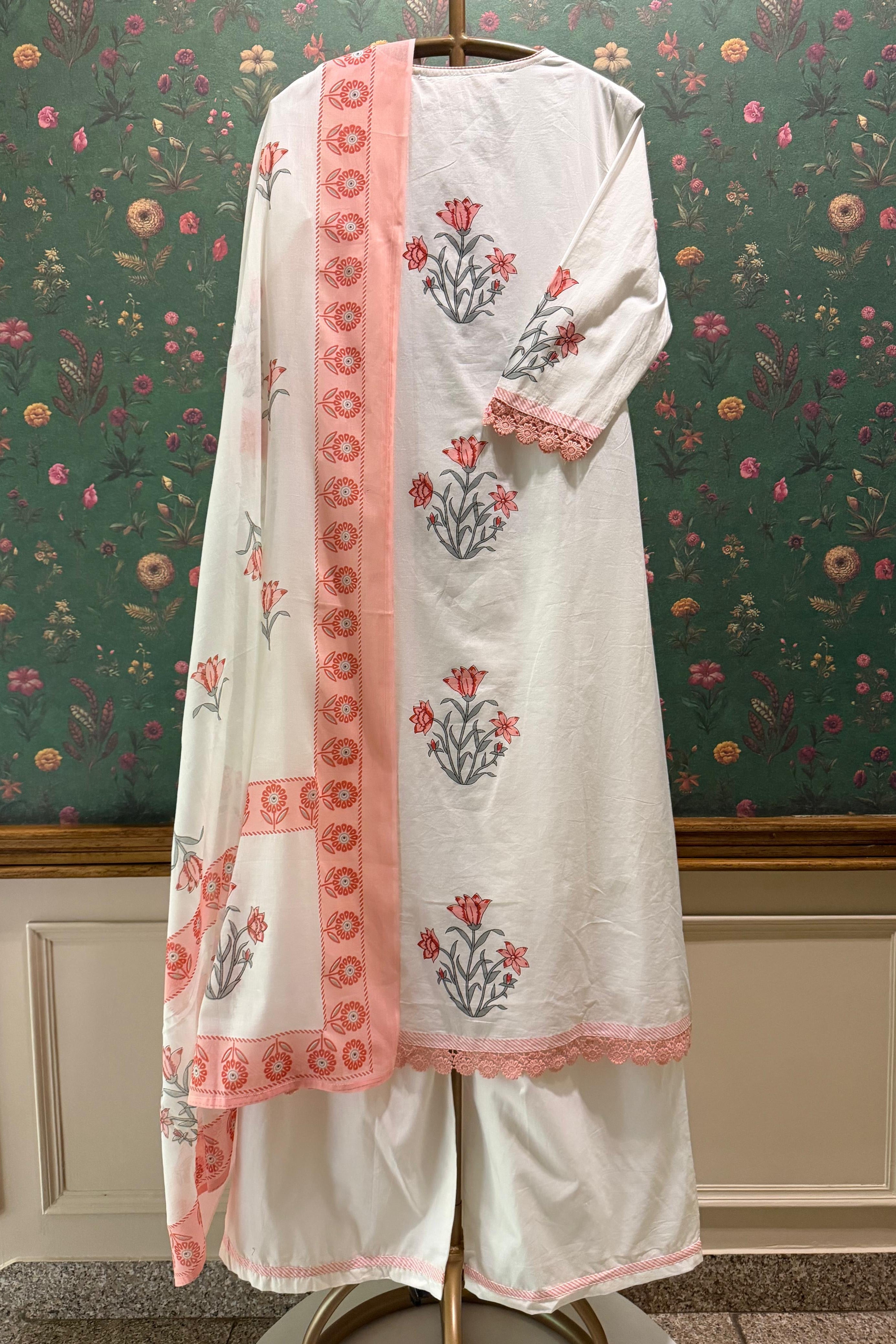 Peach and Ivory A-Line Suit Set | HER-761
