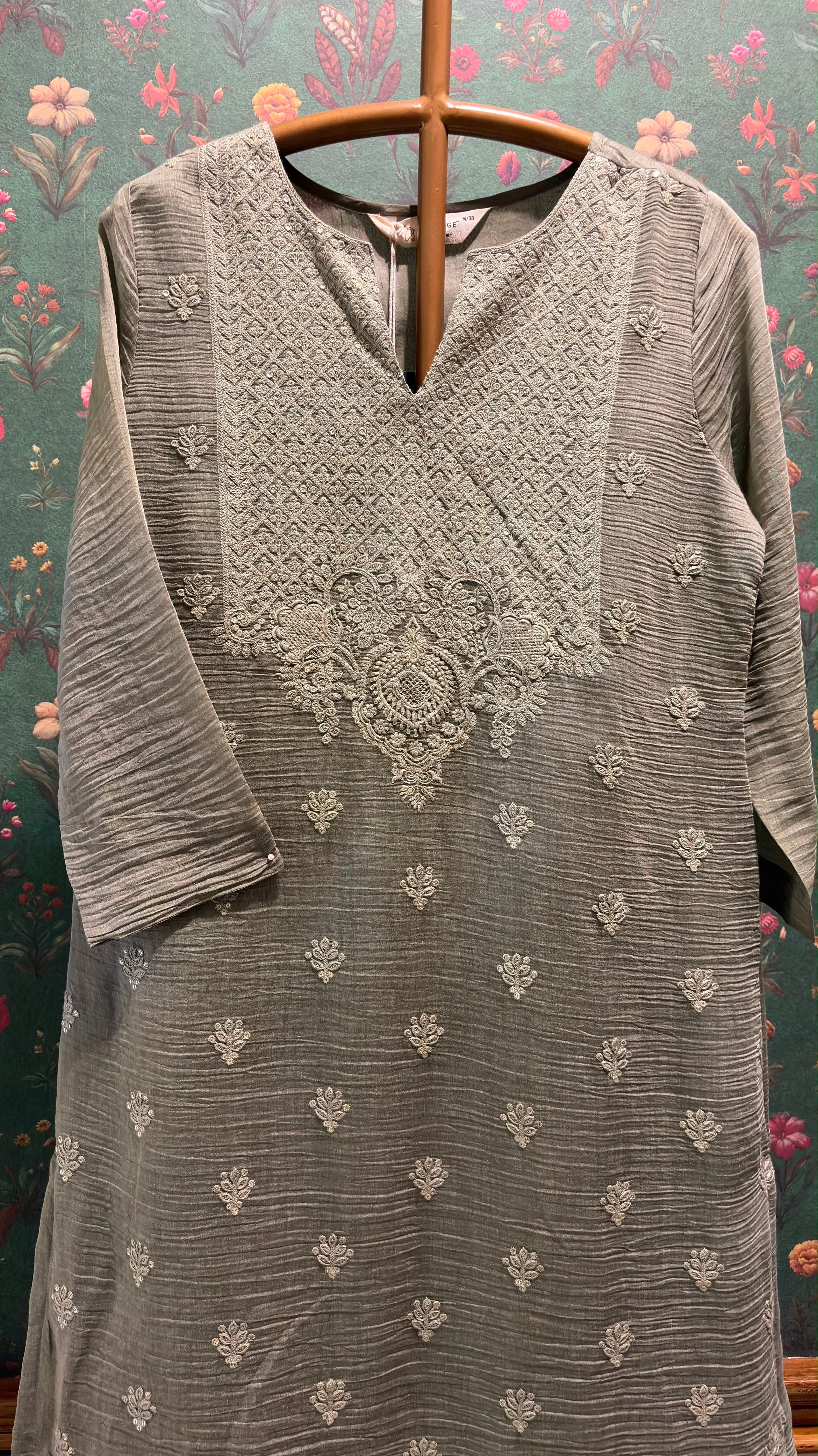 Olive Mul-Chanderi Kurta Set