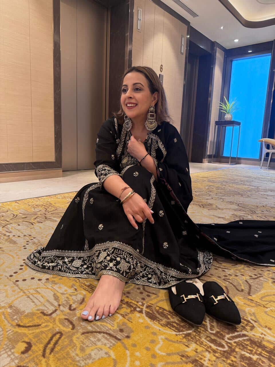 Black Handcrafted Embroidered Suit Set | HER-564