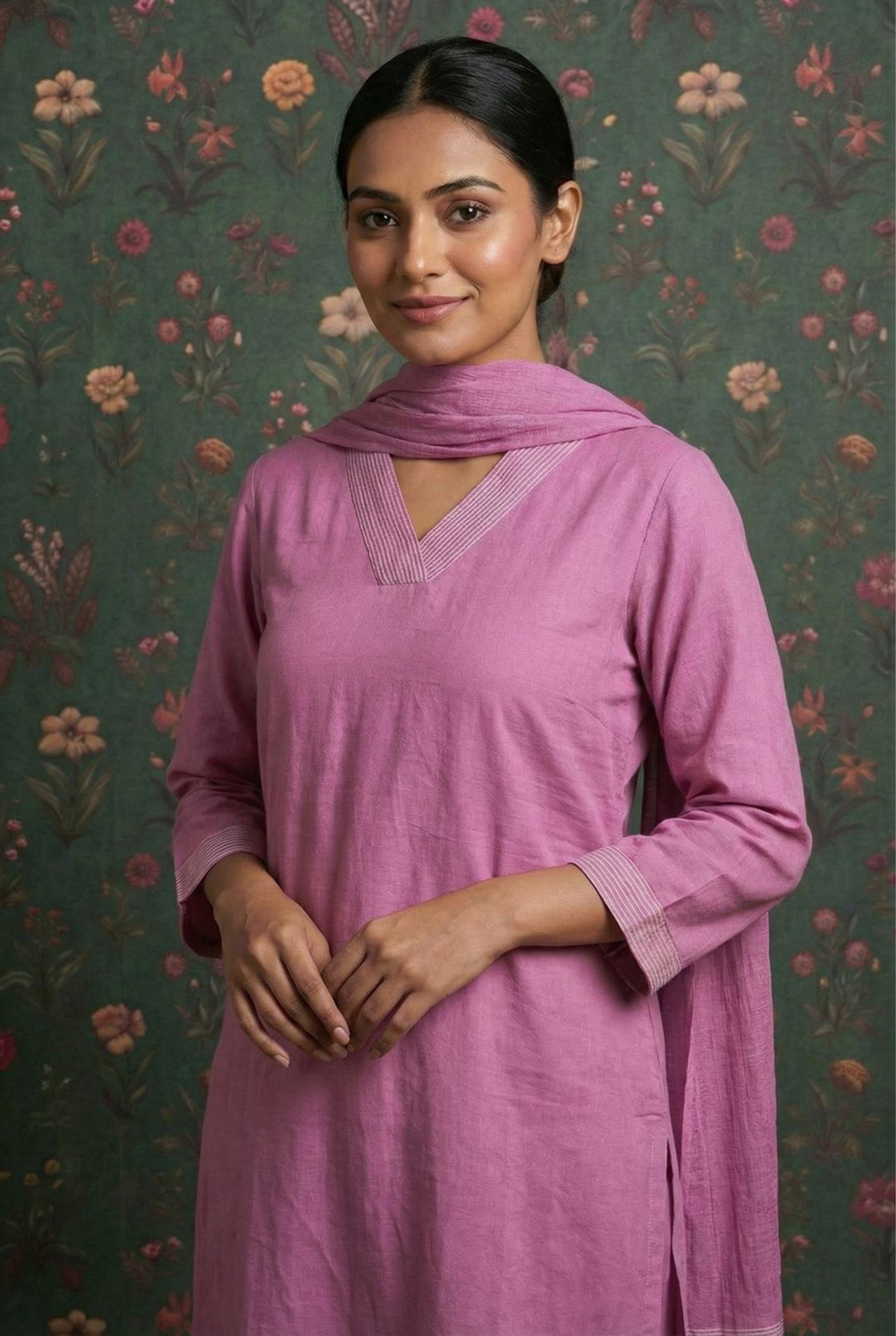 Tailored Lilac Cotton Suit Set | HER-529
