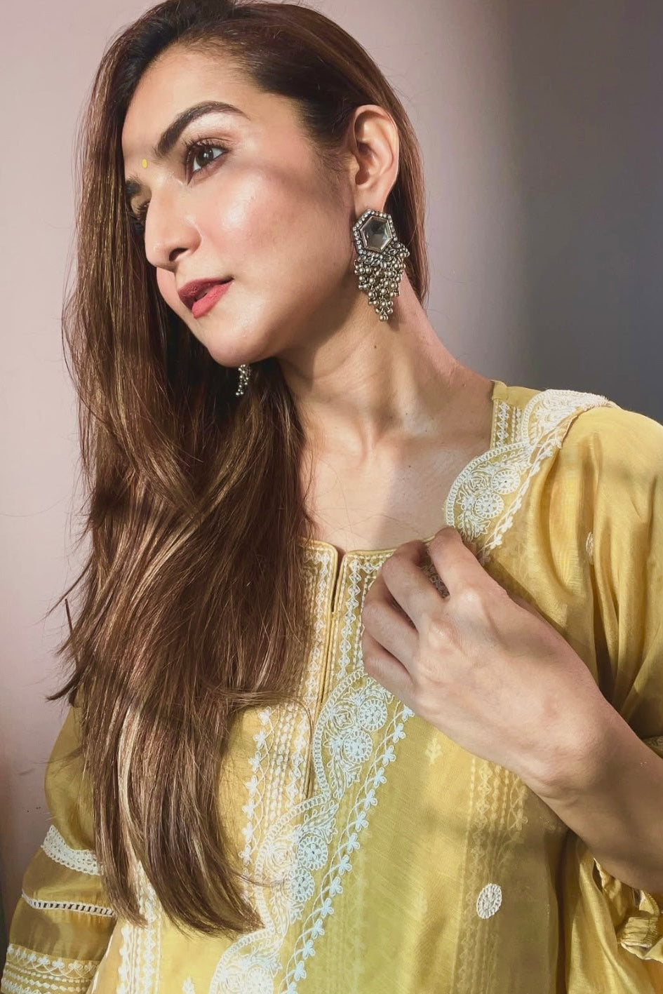 Zariya Yellow Embroidered Chanderi Suit Set | HER-388