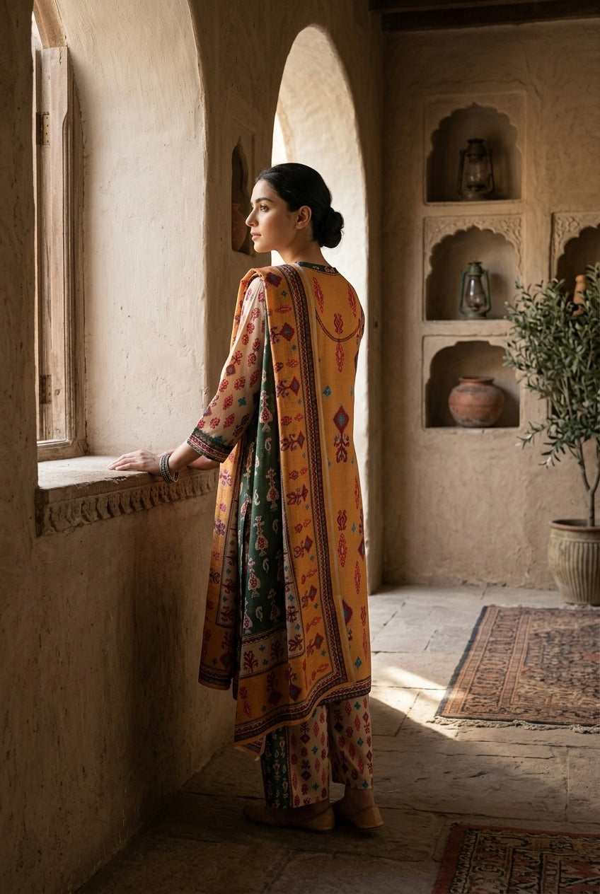 Amber Ikat Printed Cotton Suit Set | HER-643