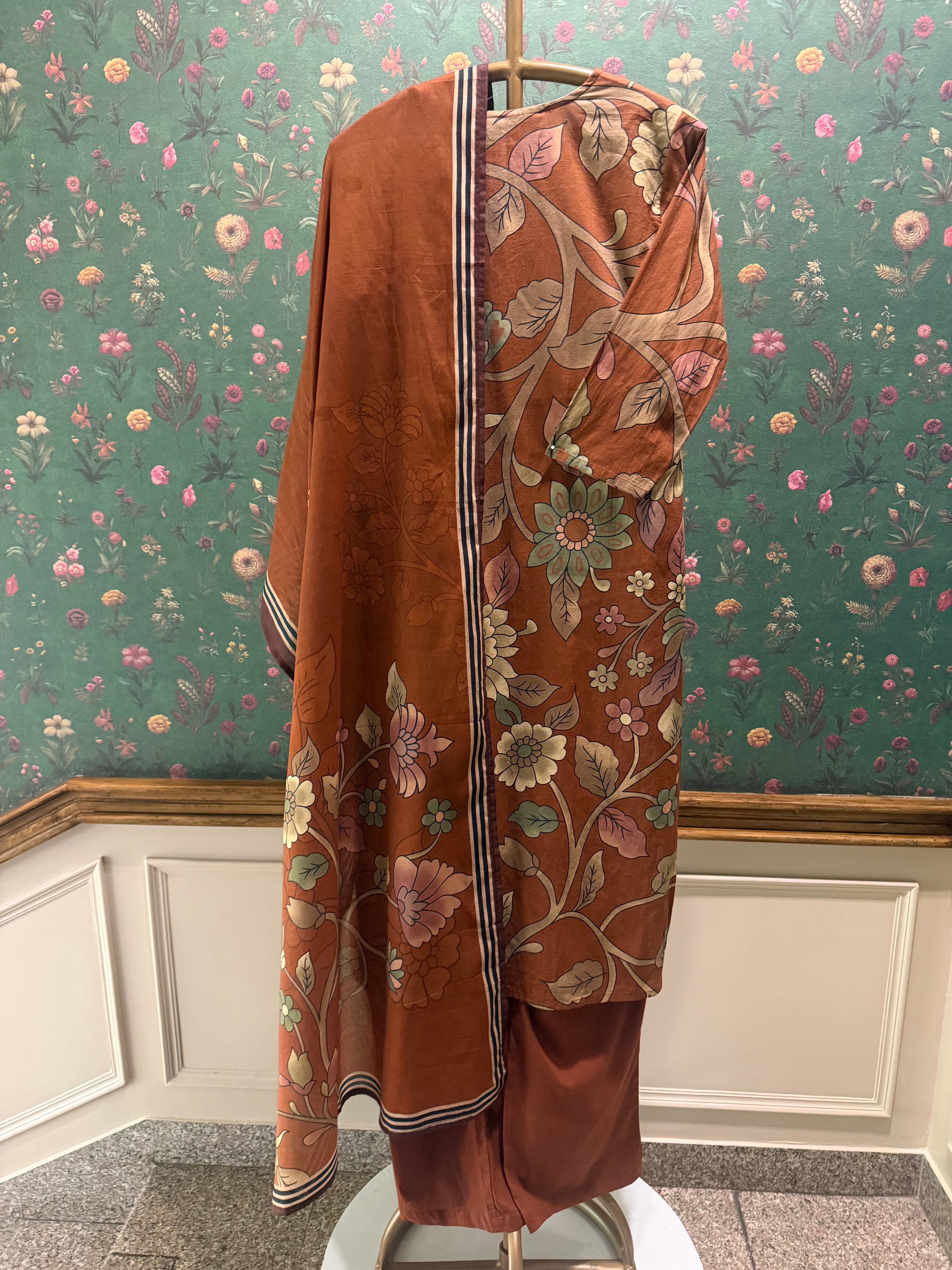 Rust Orange Terracotta Cotton Suit Set | HER-699
