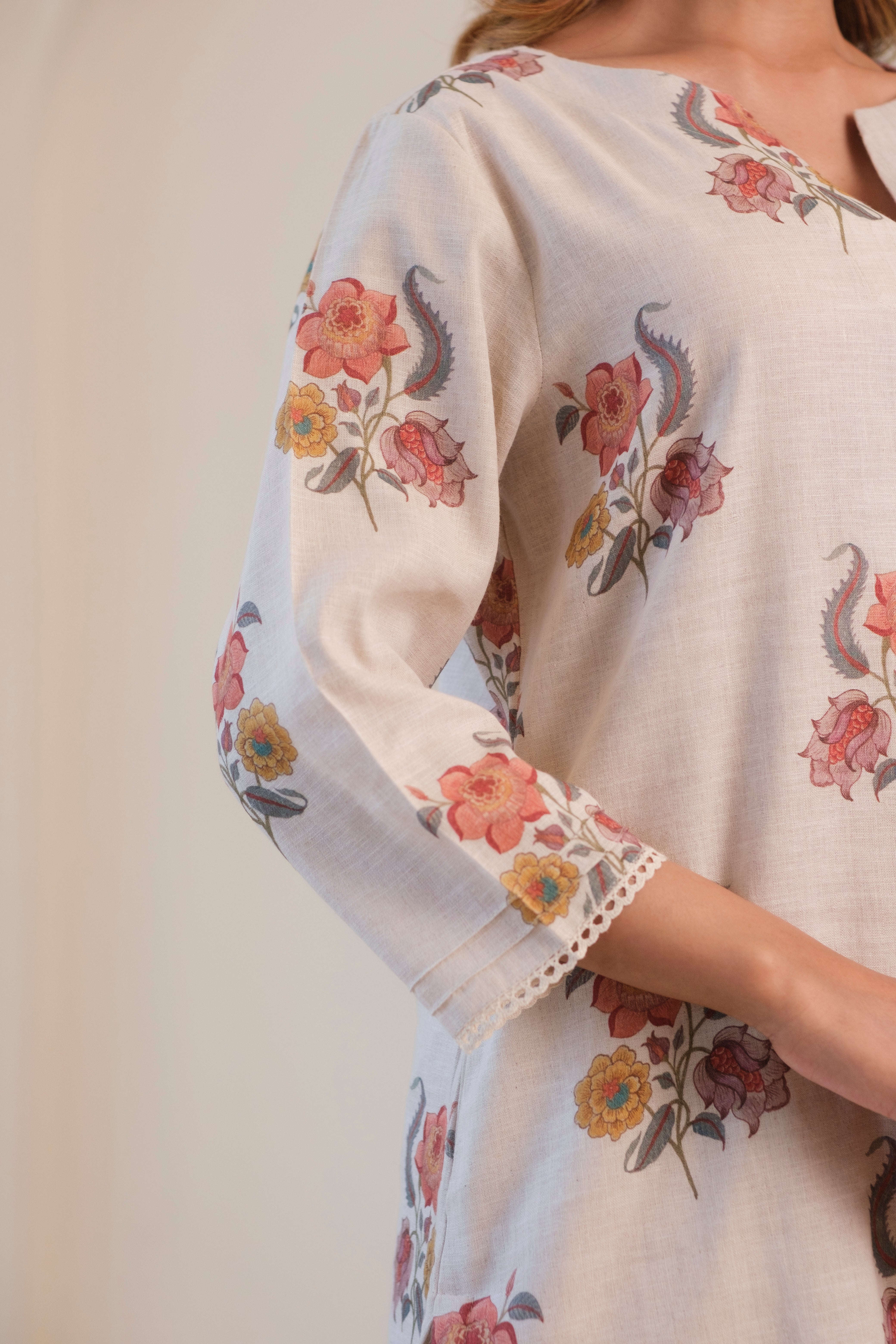 Gulbagh Pure Linen Co-ord/Kurta Set