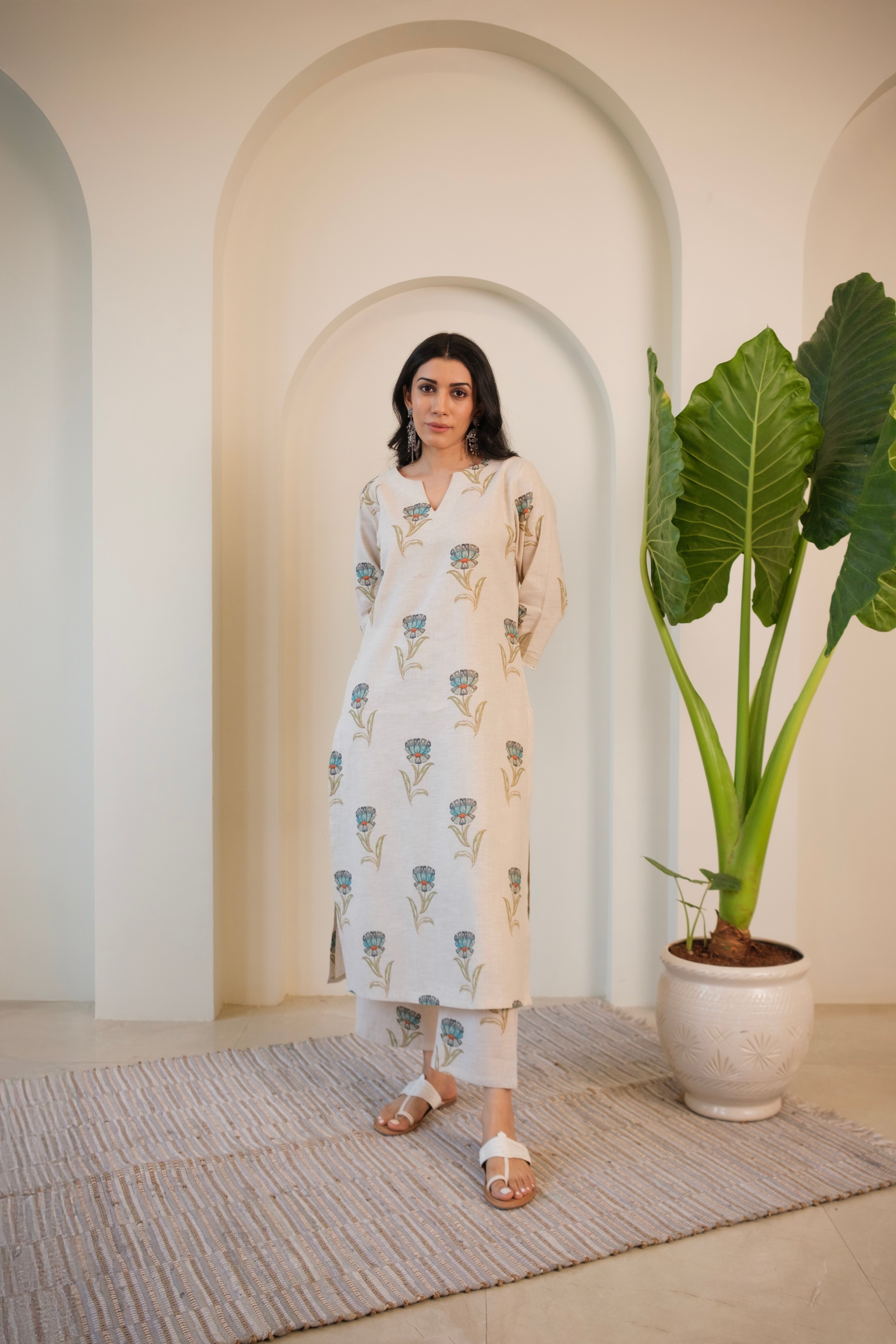 Tavisha Bloom Pure Linen Co-ord/Kurta Set