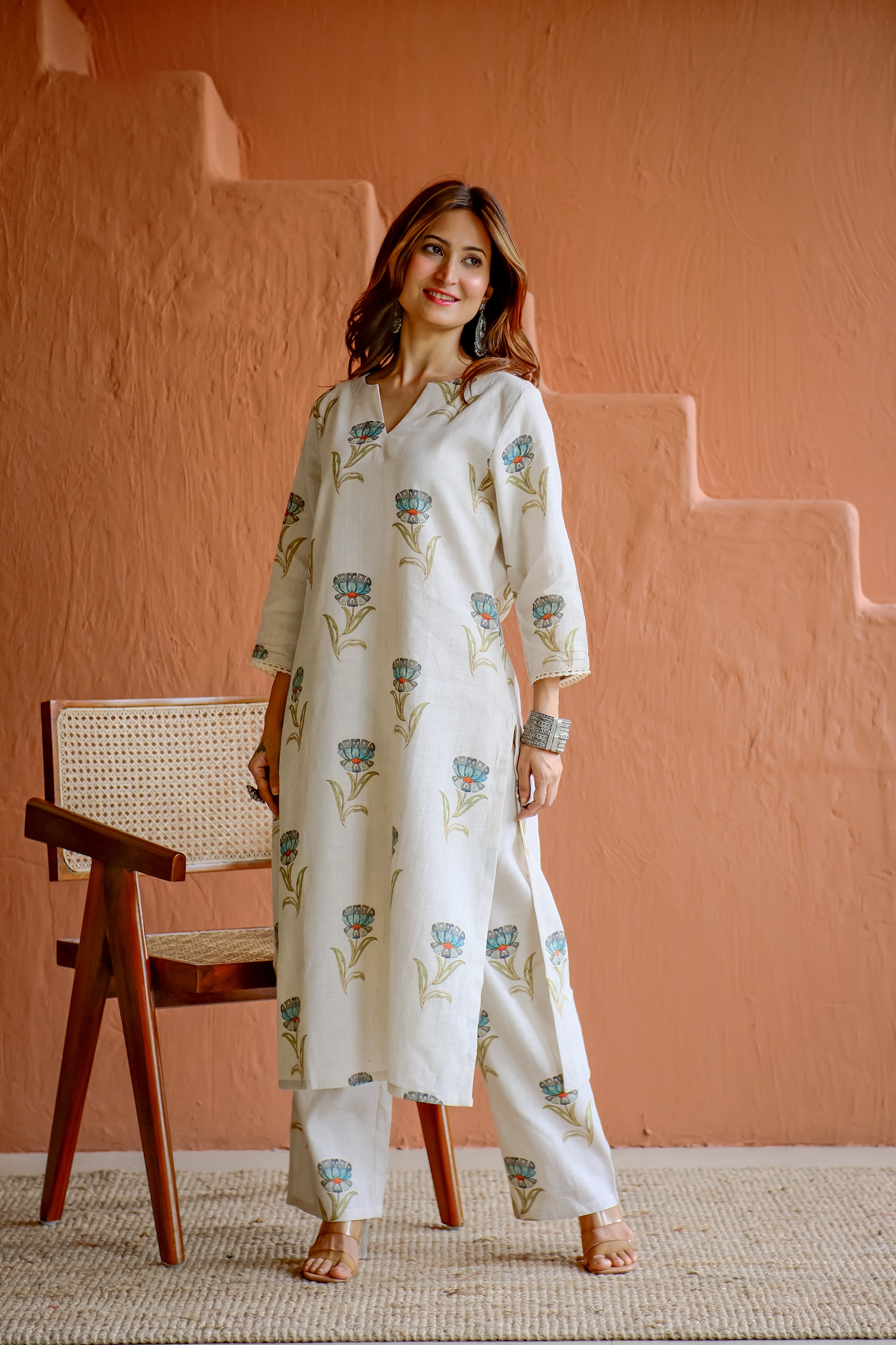 Tavisha Bloom Pure Linen Co-ord/Kurta Set