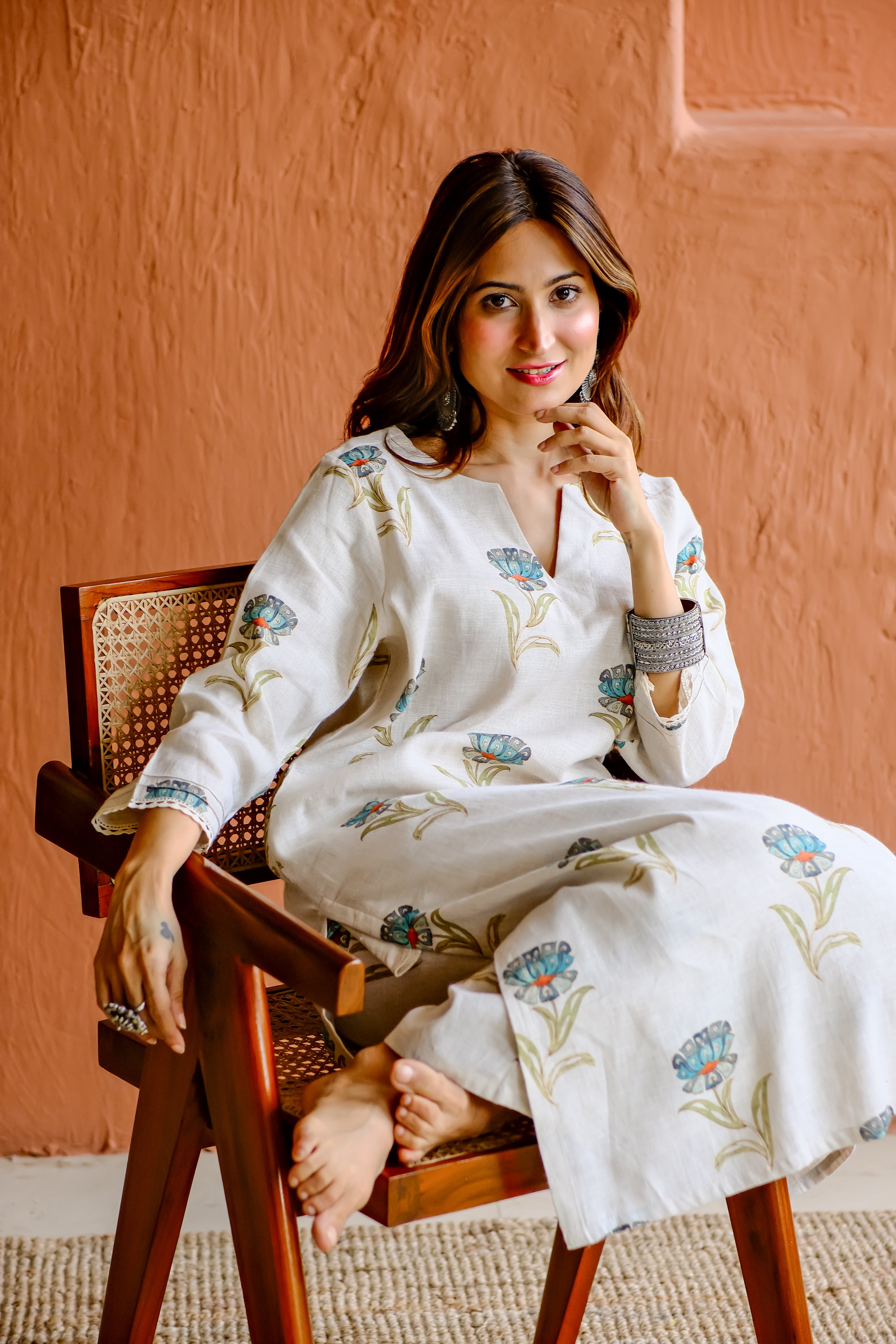 Tavisha Bloom Pure Linen Co-ord/Kurta Set