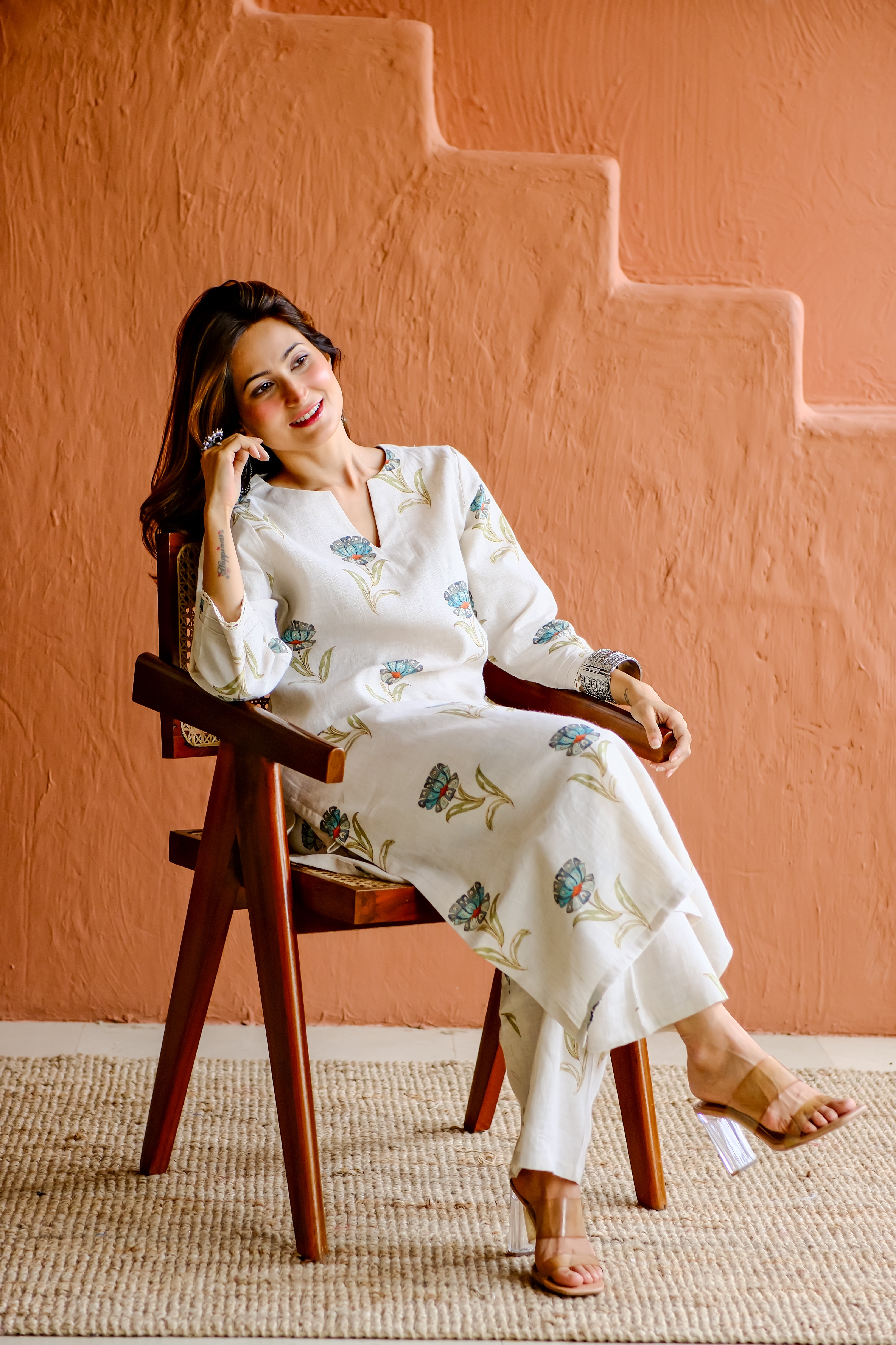 Tavisha Bloom Pure Linen Co-ord/Kurta Set