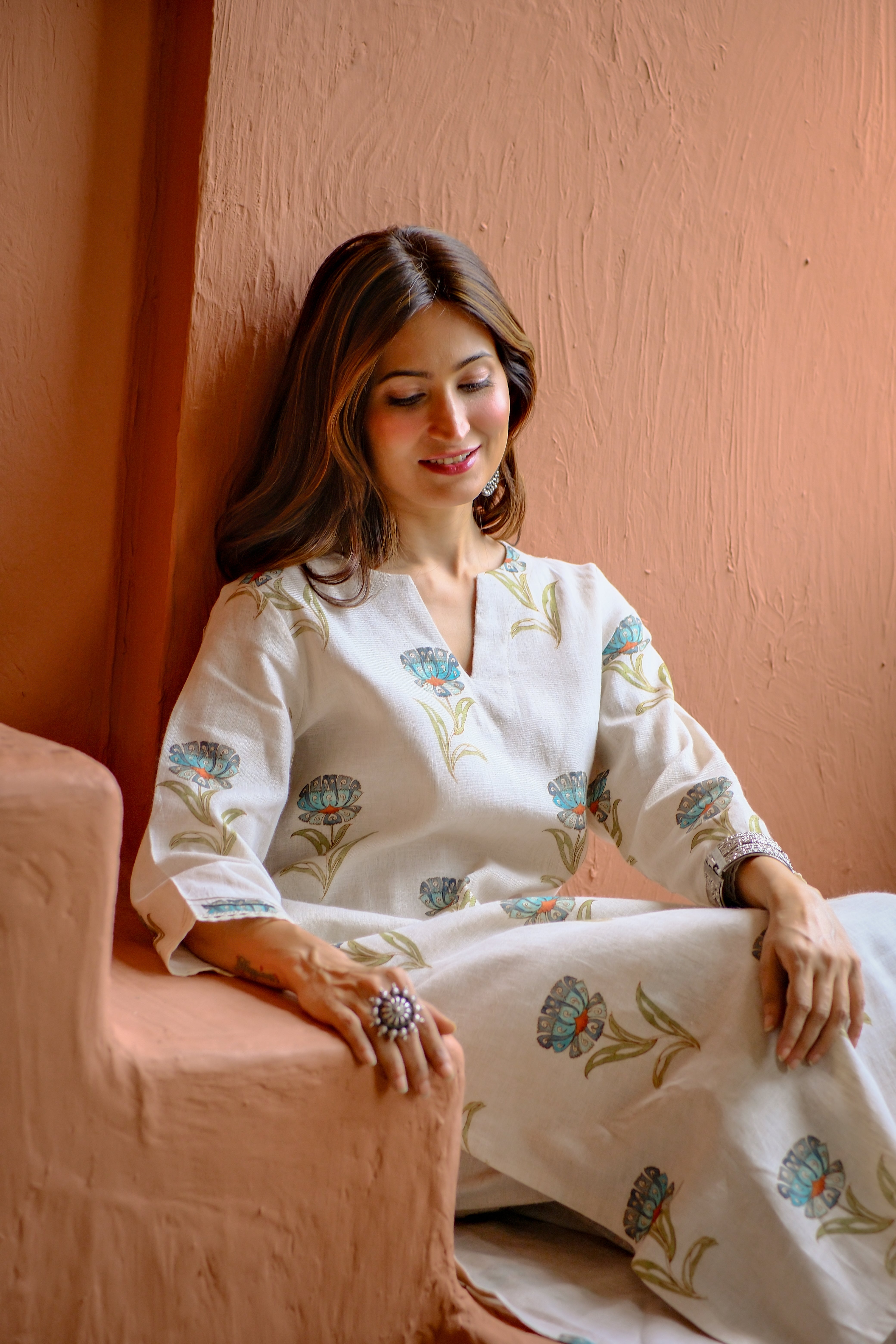Tavisha Bloom Pure Linen Co-ord/Kurta Set