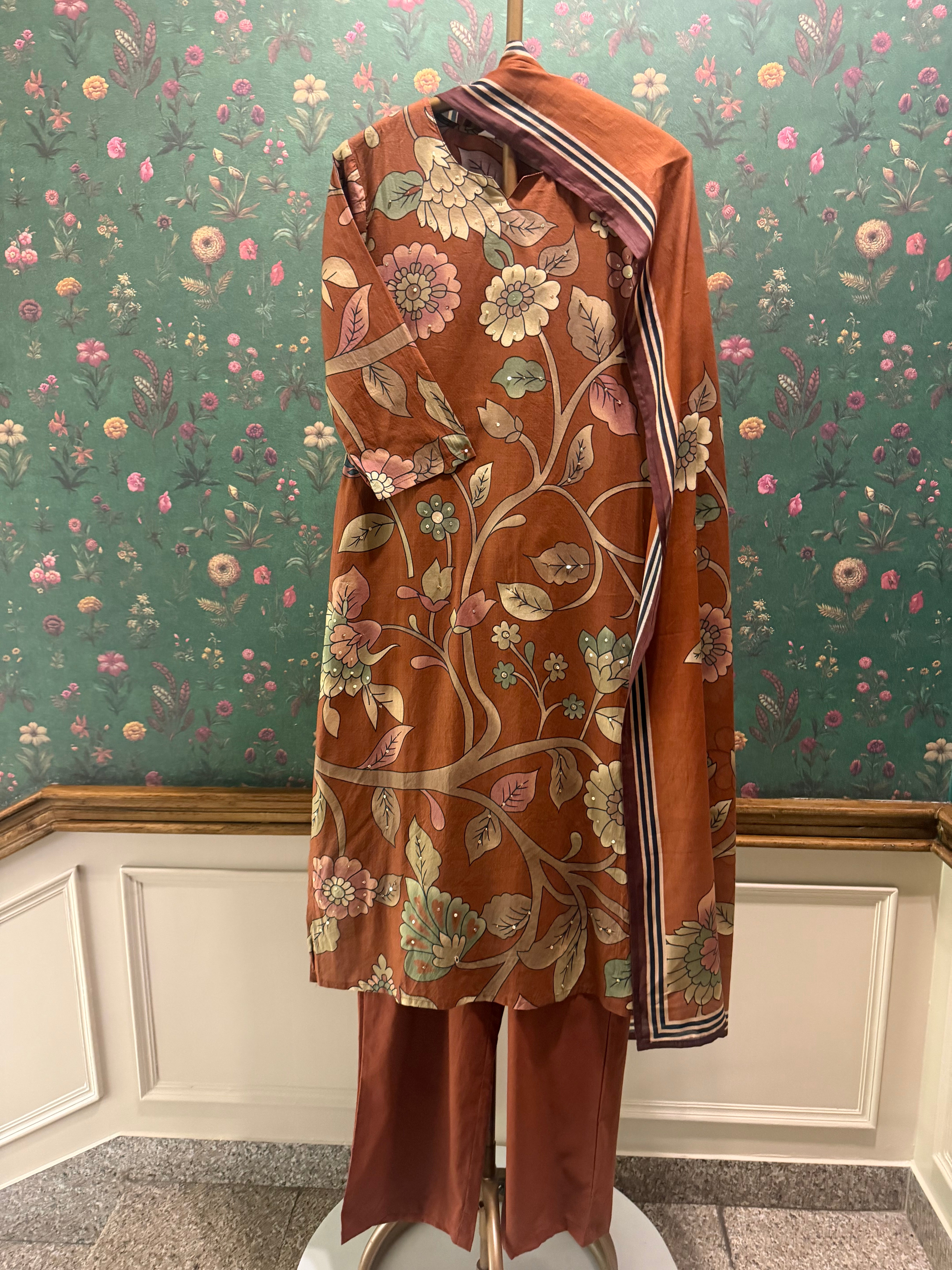 Rust Orange Terracotta Cotton Suit Set | HER-699