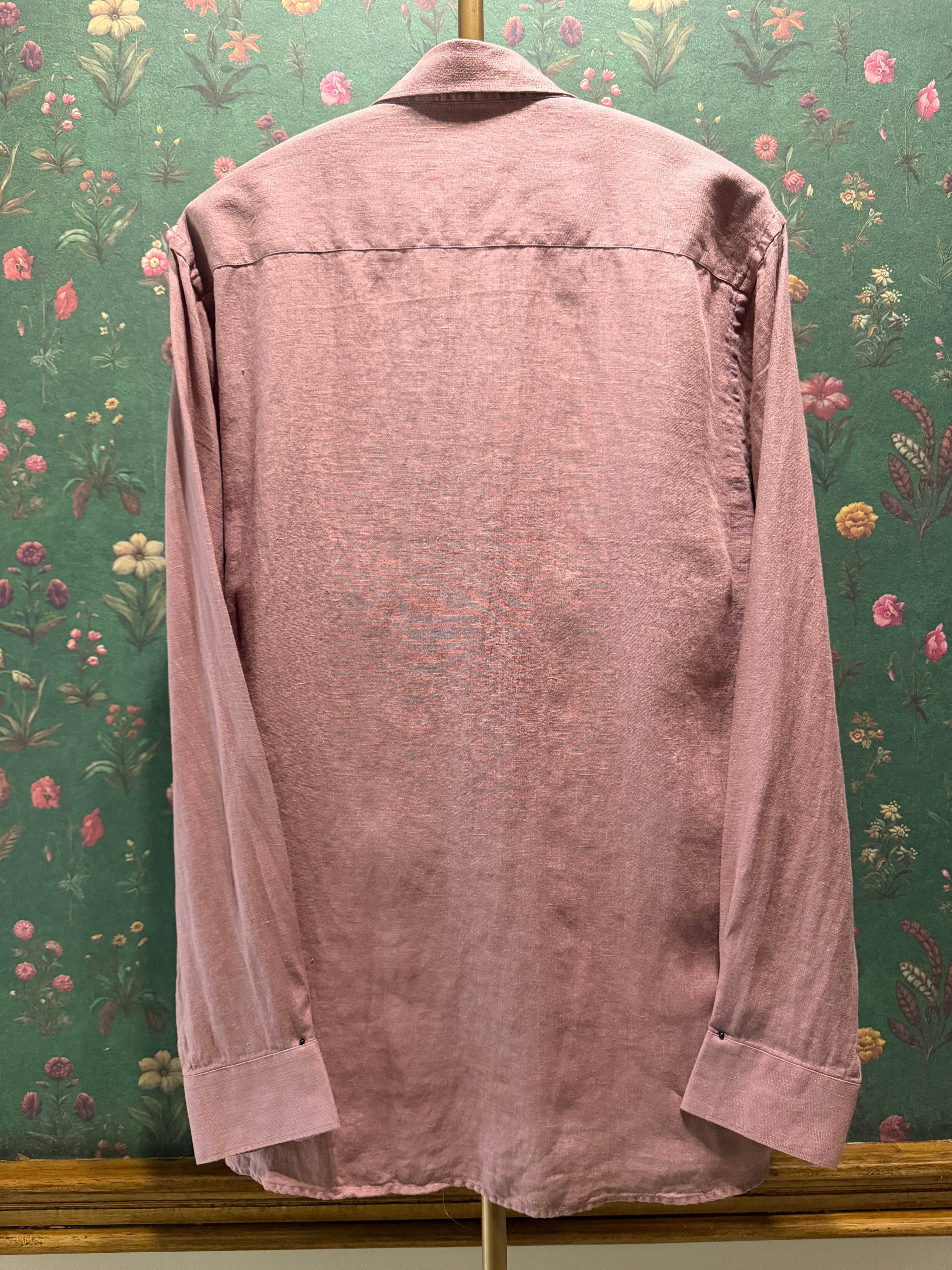 Dusty Rose Pink Men’s Pure Linen Full Sleeves Shirt