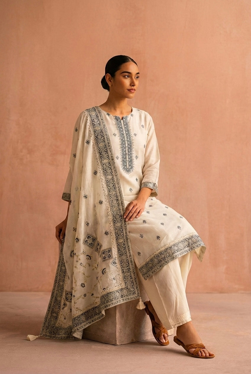 Noor-e-Ziya Ivory Suit Set | HER-658