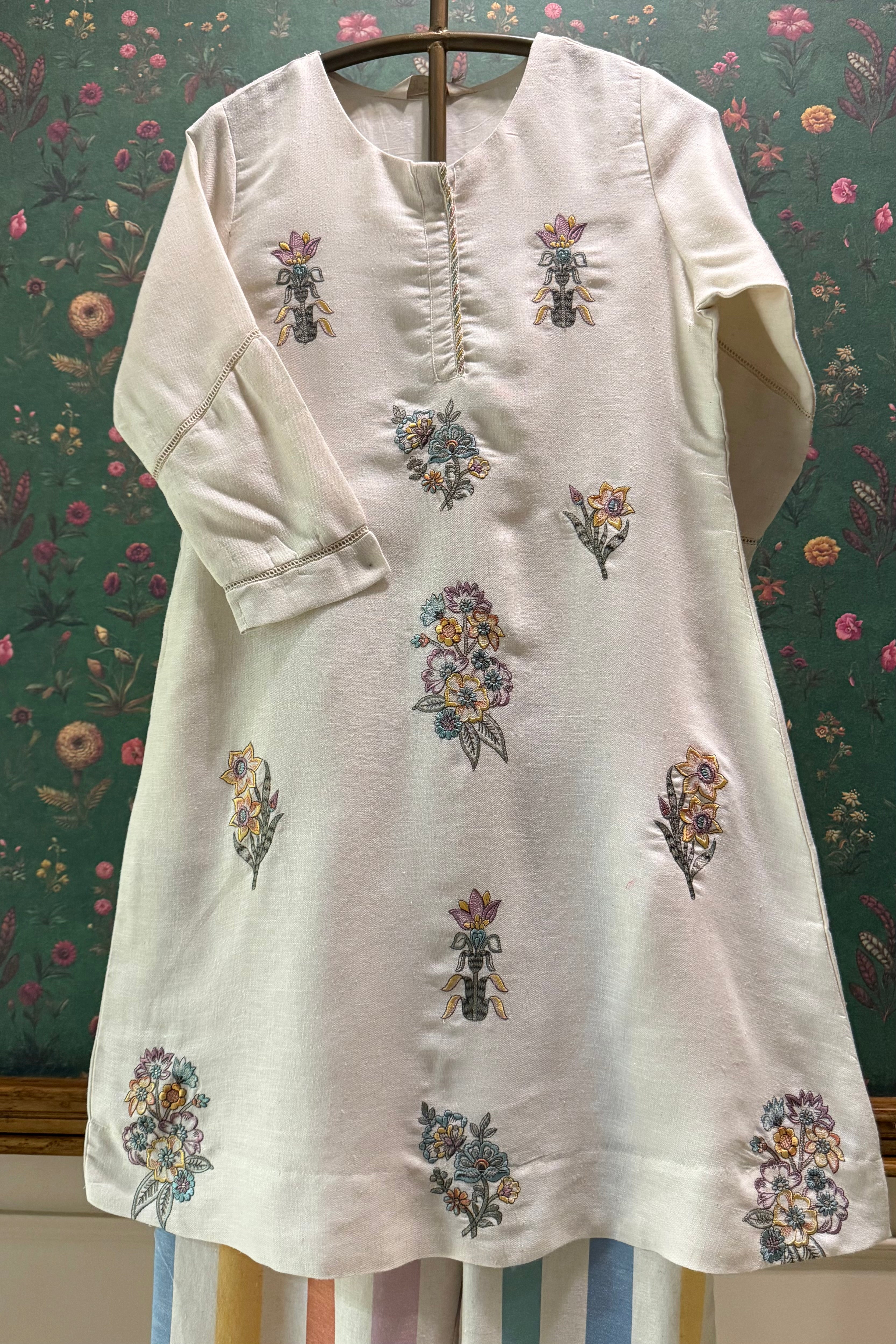 Ivory Bloom Embroidered Co-ord Set | HER-631