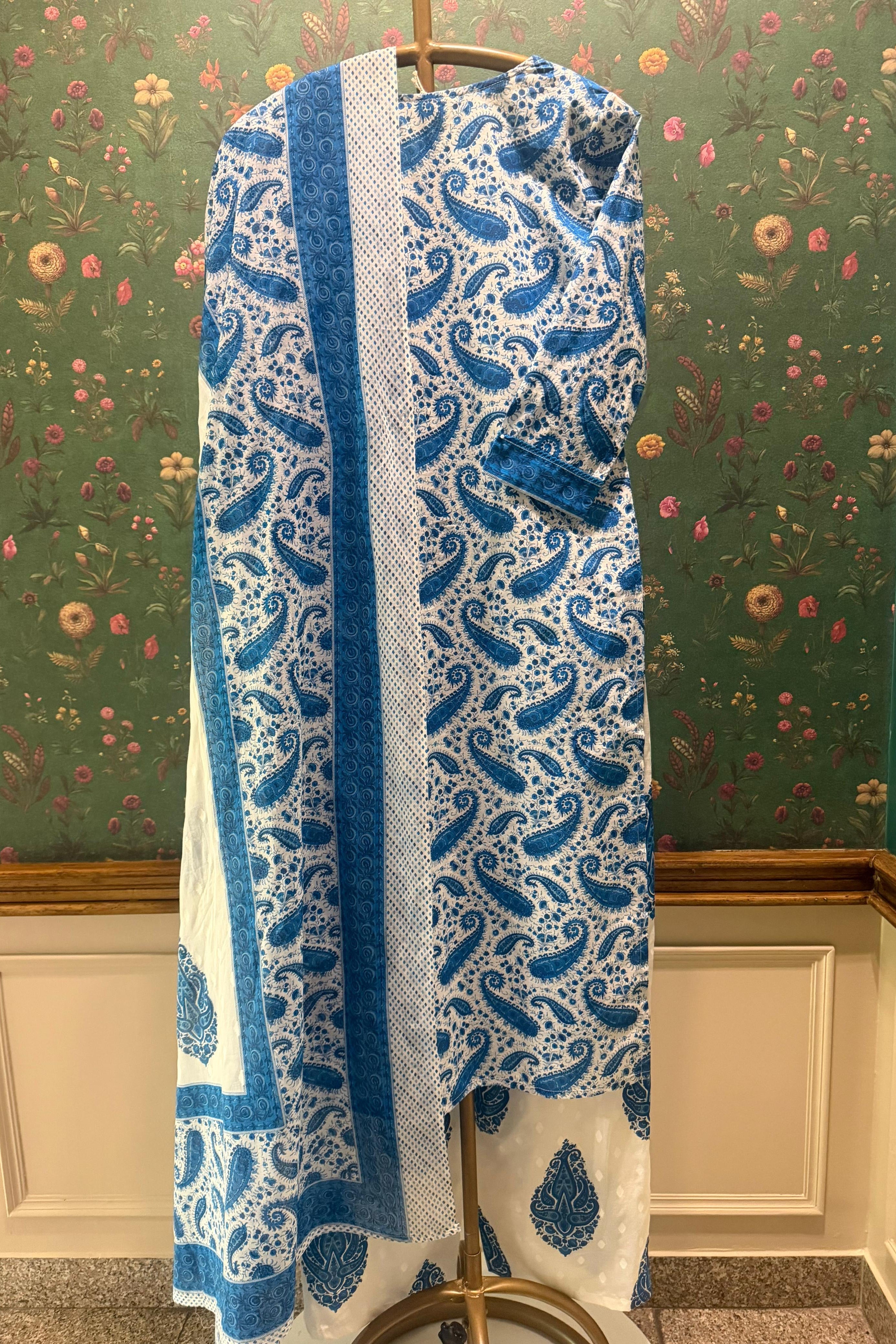Zarifa Blue Cotton Suit Set | HER-717