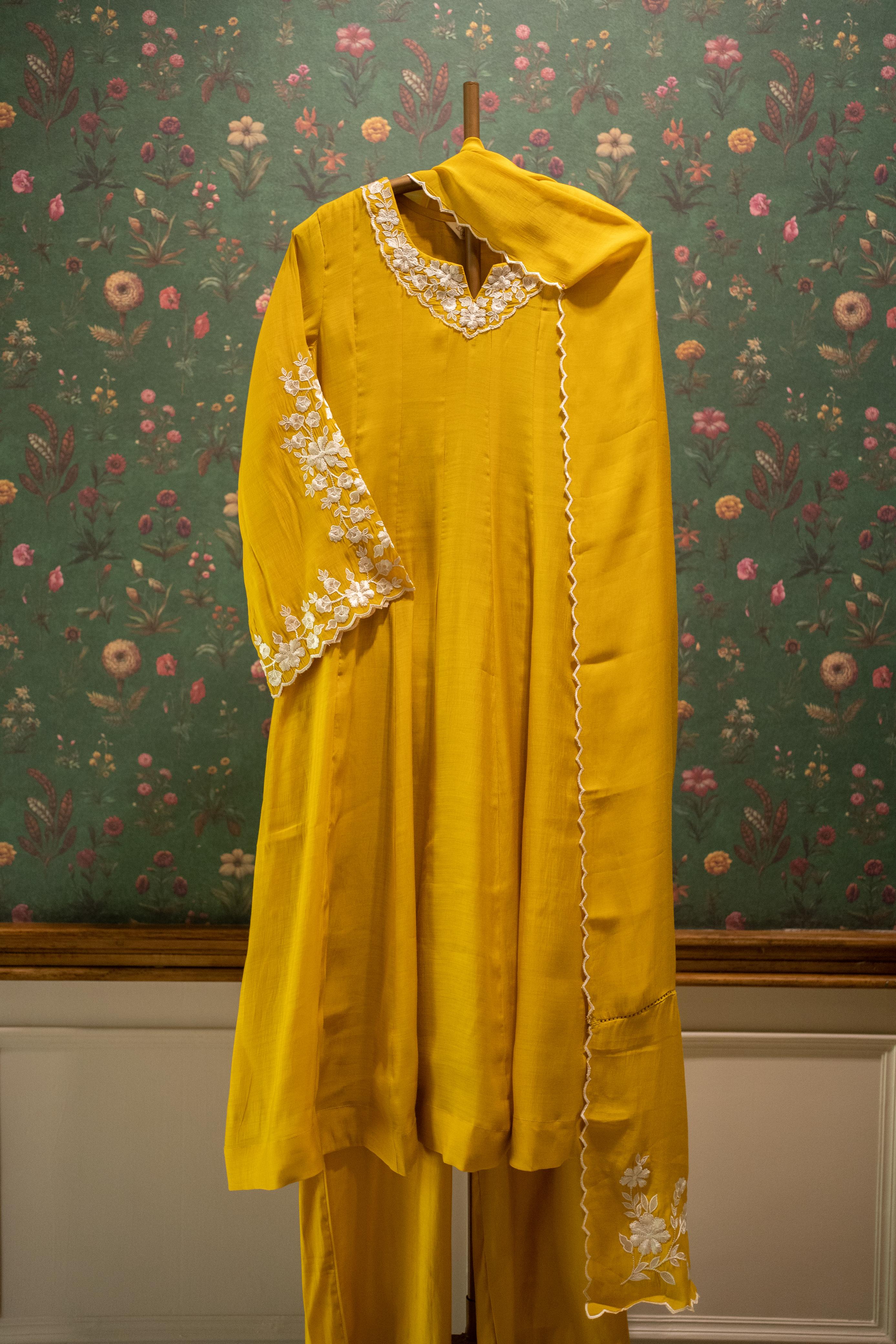 Zariyah Mustard Yellow Embroidered Suit Set | HER-588