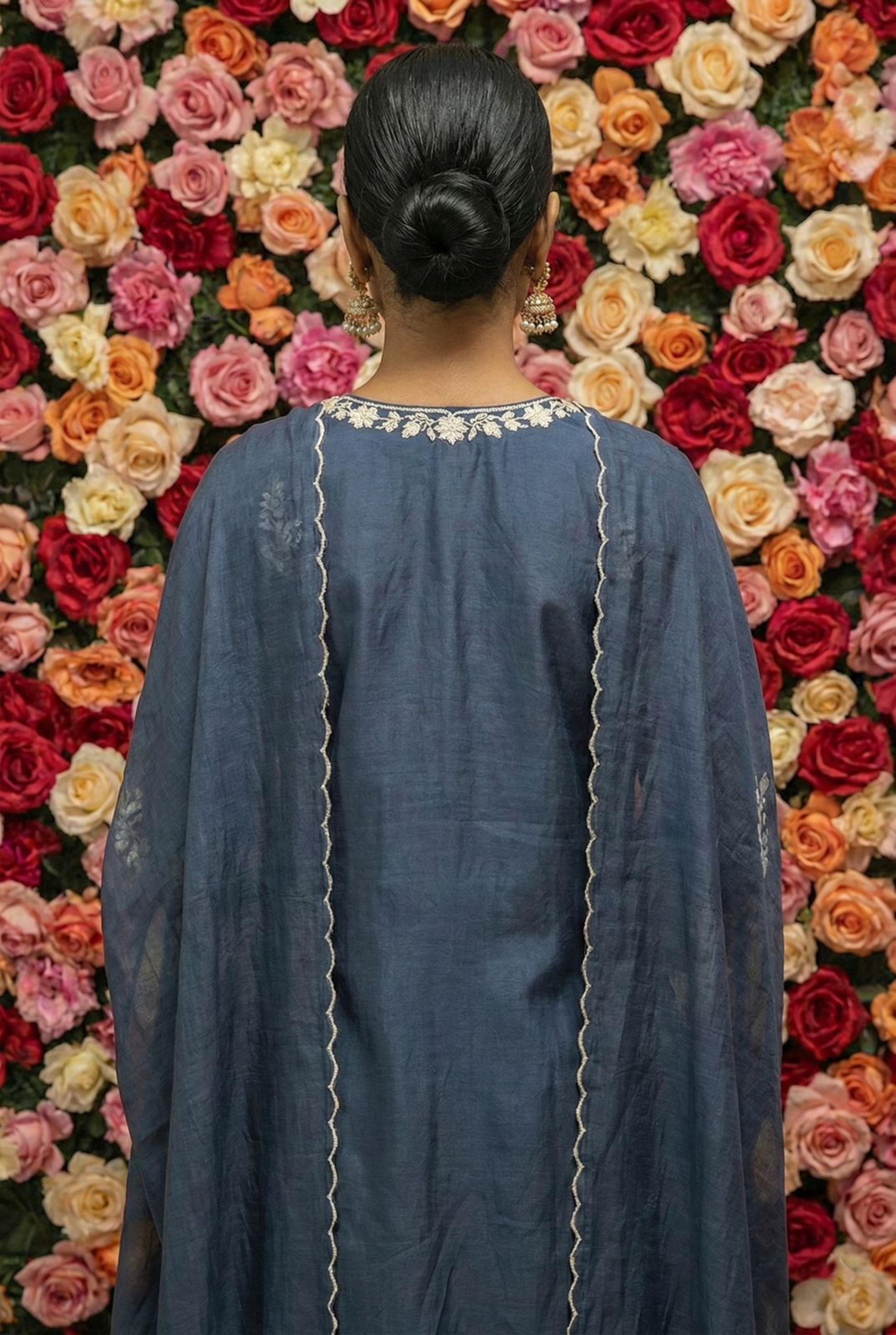 Zariyah Blue Embroidered Suit Set | HER-588