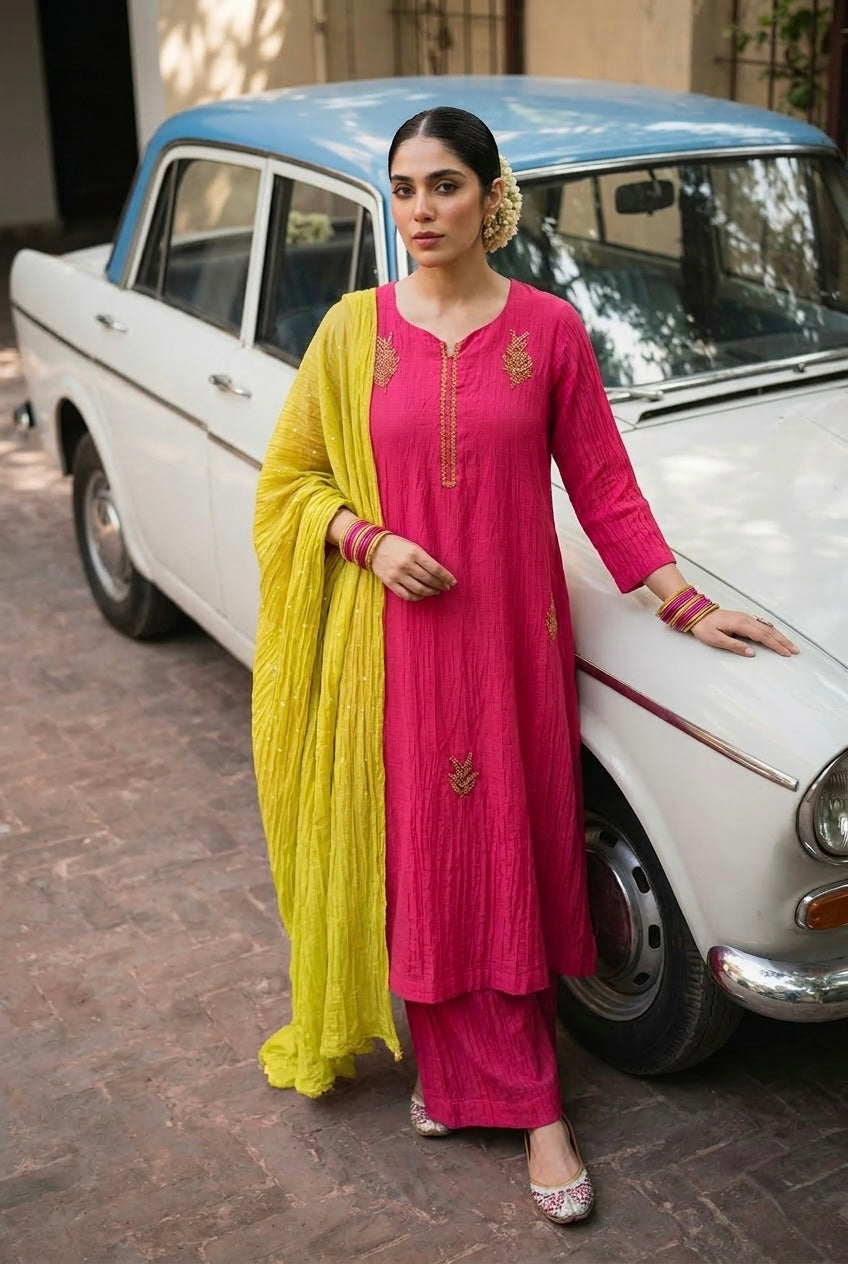 Vanyara Rose Pink A-Line Suit Set | HER-625