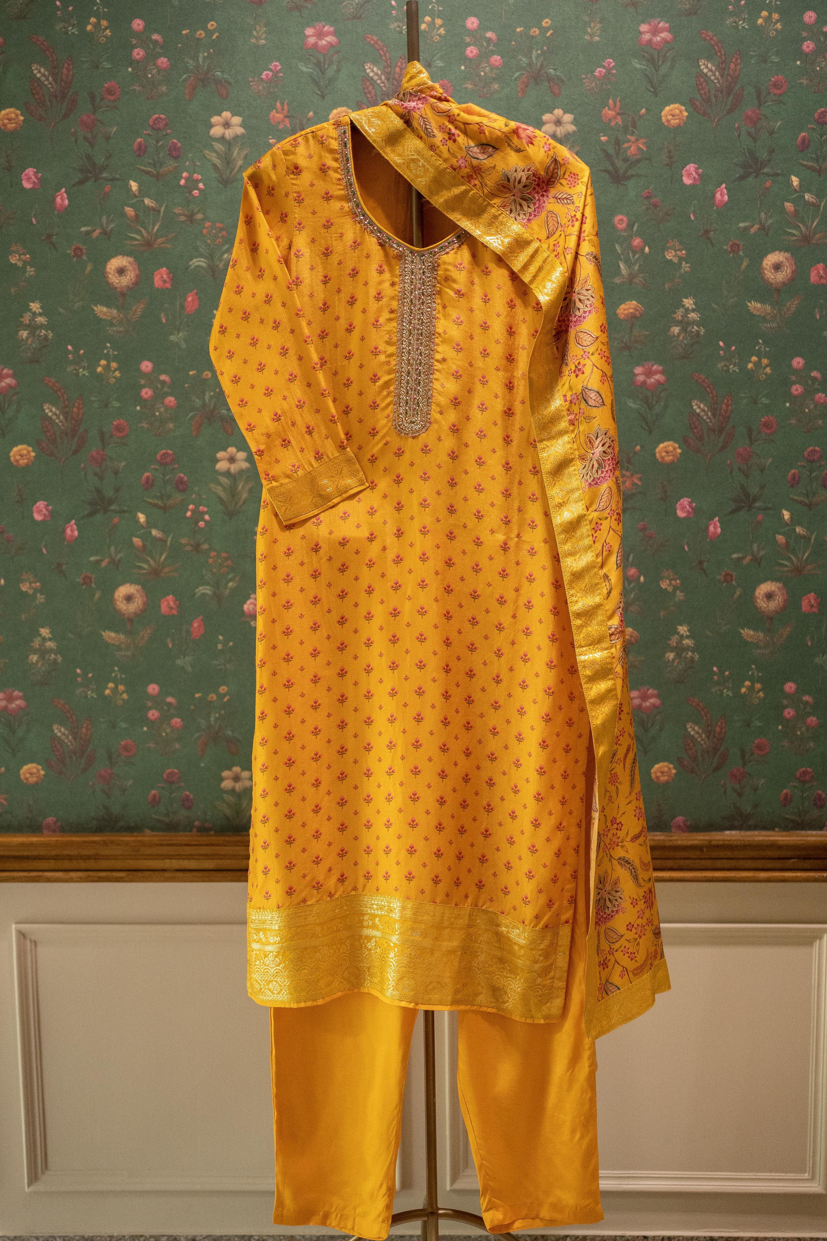 Kanika Mustard Yellow Banarasi Suit Set | HER-557 YELLOW