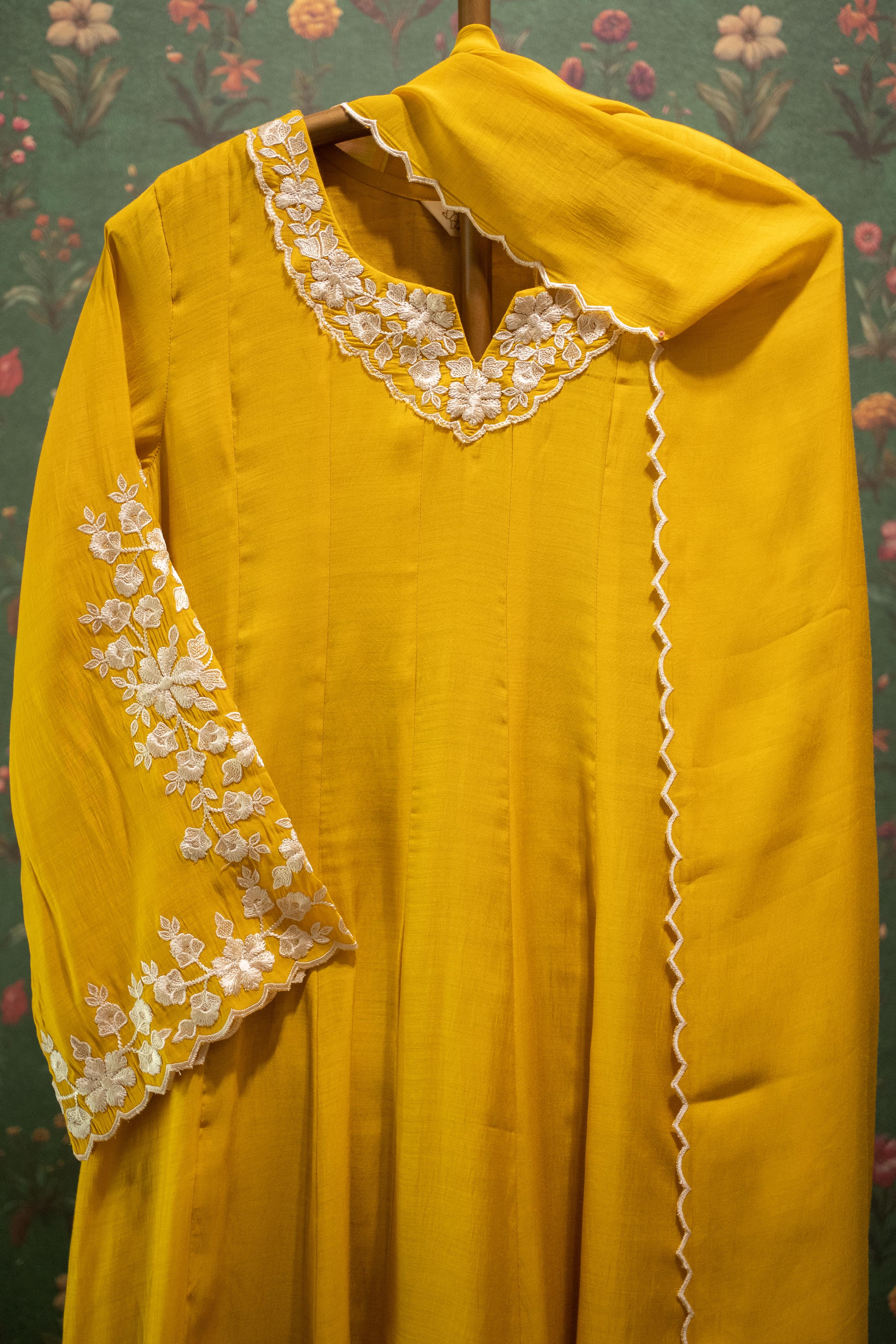 Zariyah Mustard Yellow Embroidered Suit Set | HER-588