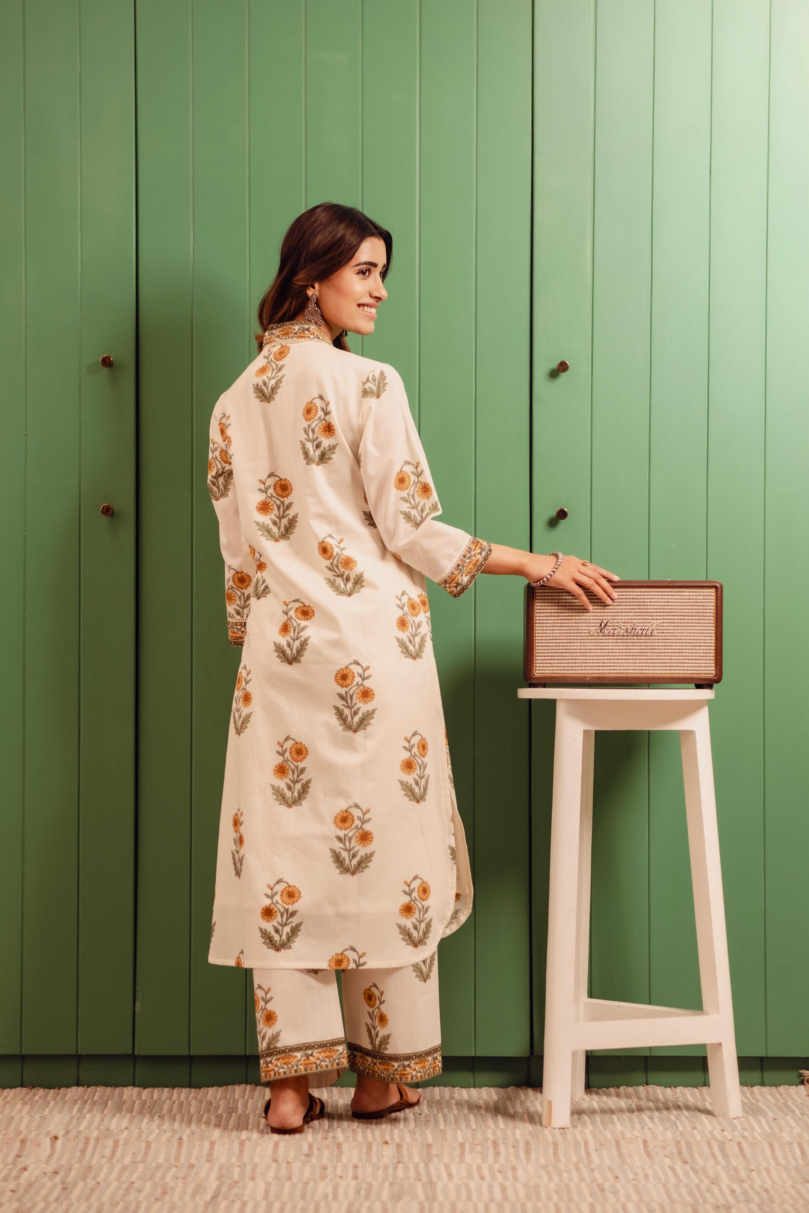 Marigold Whispers Cotton Kurta/Co-ord Set | HER-504