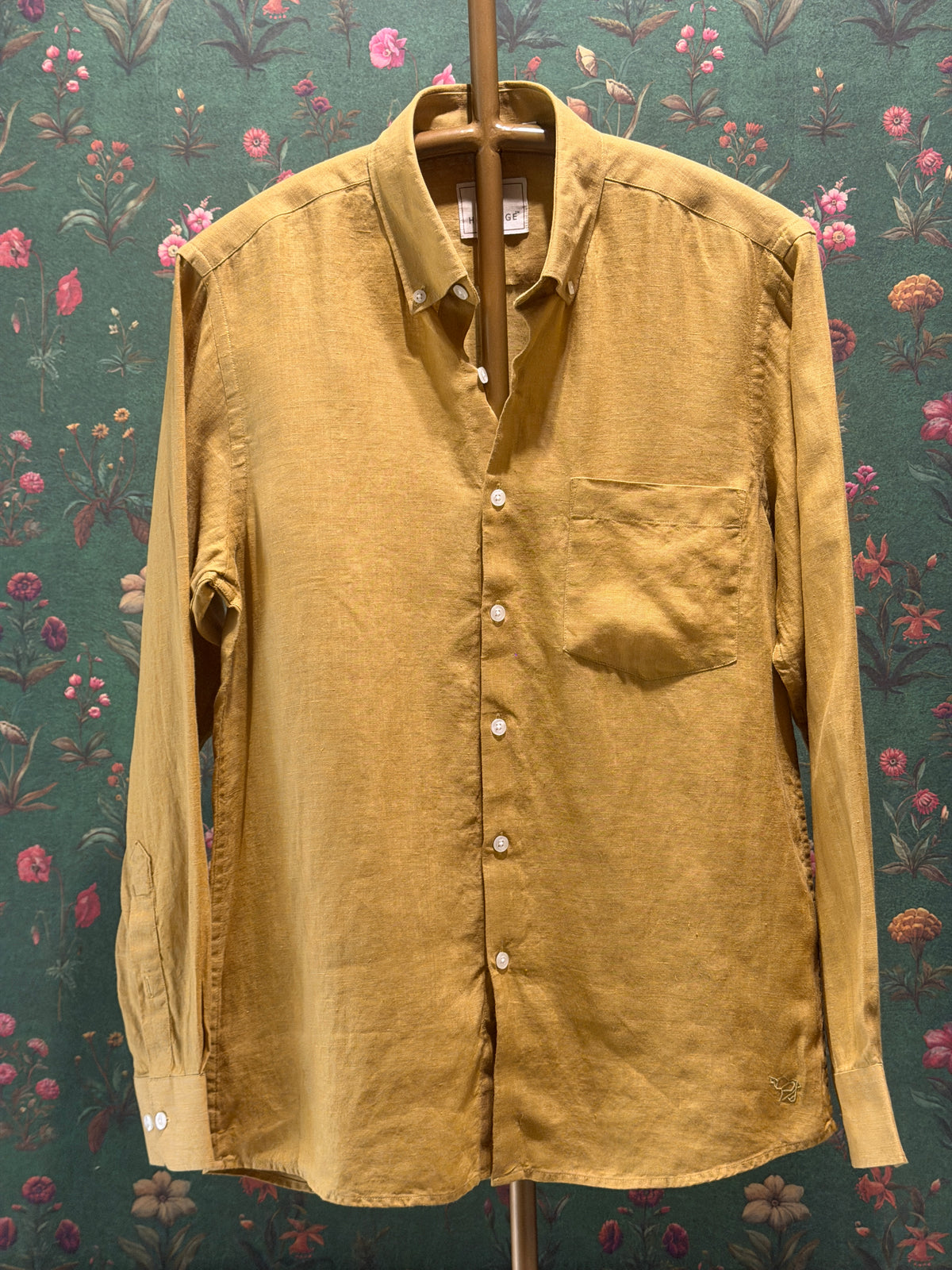 Men’s Mustard Yellow Pure Linen Full Sleeves Shirt