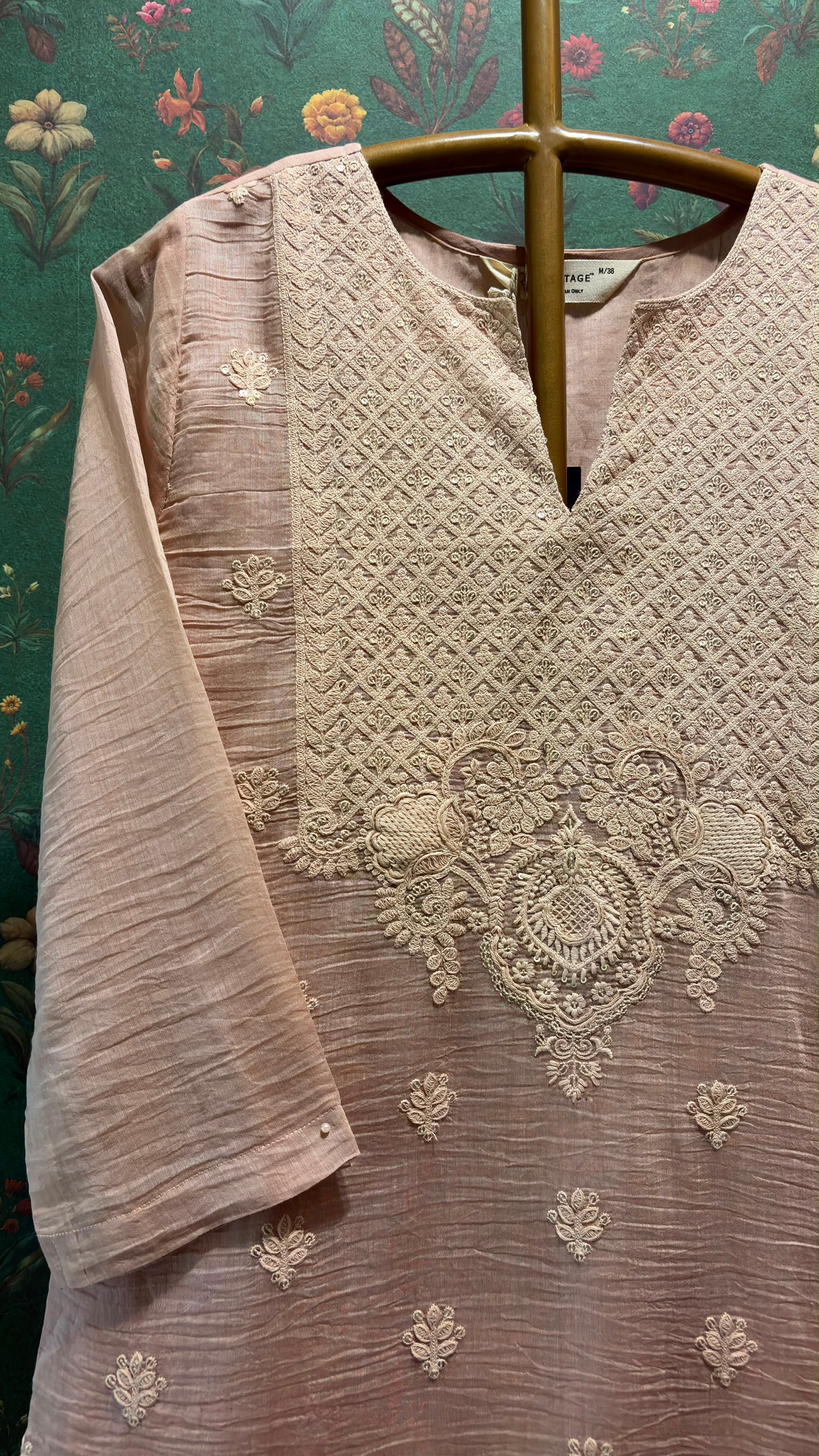 Pastel Pink Mul-Chanderi Kurta Set