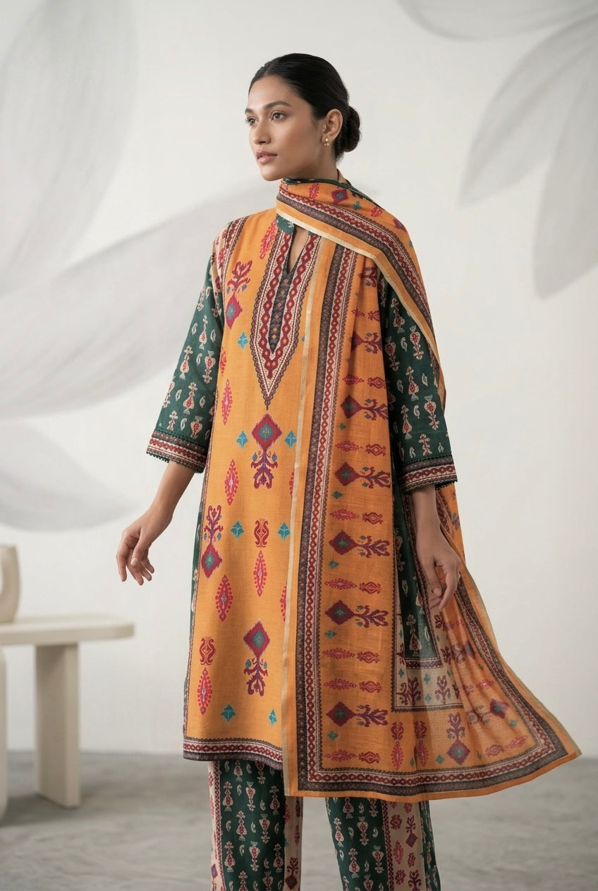 Amber Ikat Printed Cotton Suit Set | HER-643