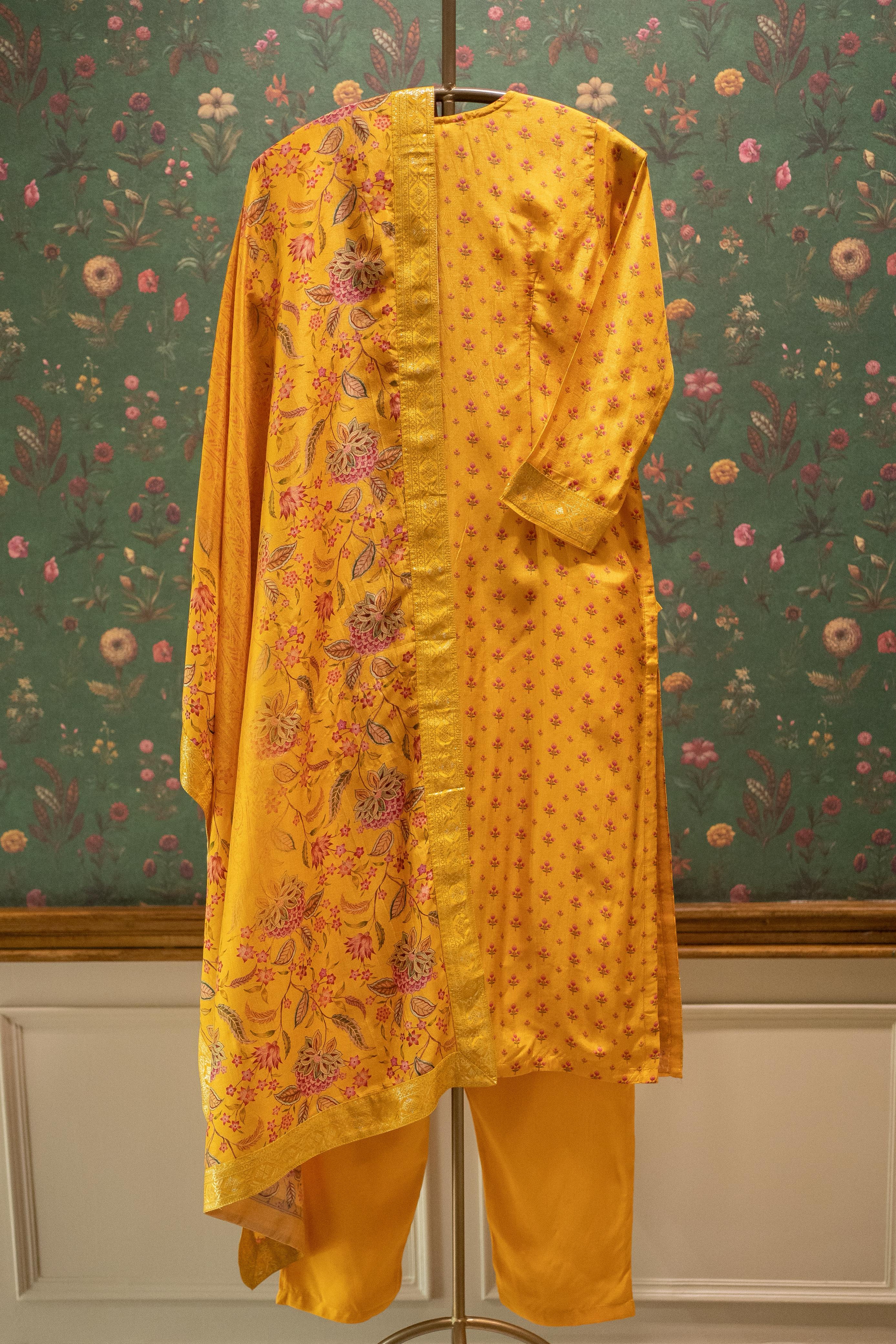 Kanika Mustard Yellow Banarasi Suit Set | HER-557 YELLOW