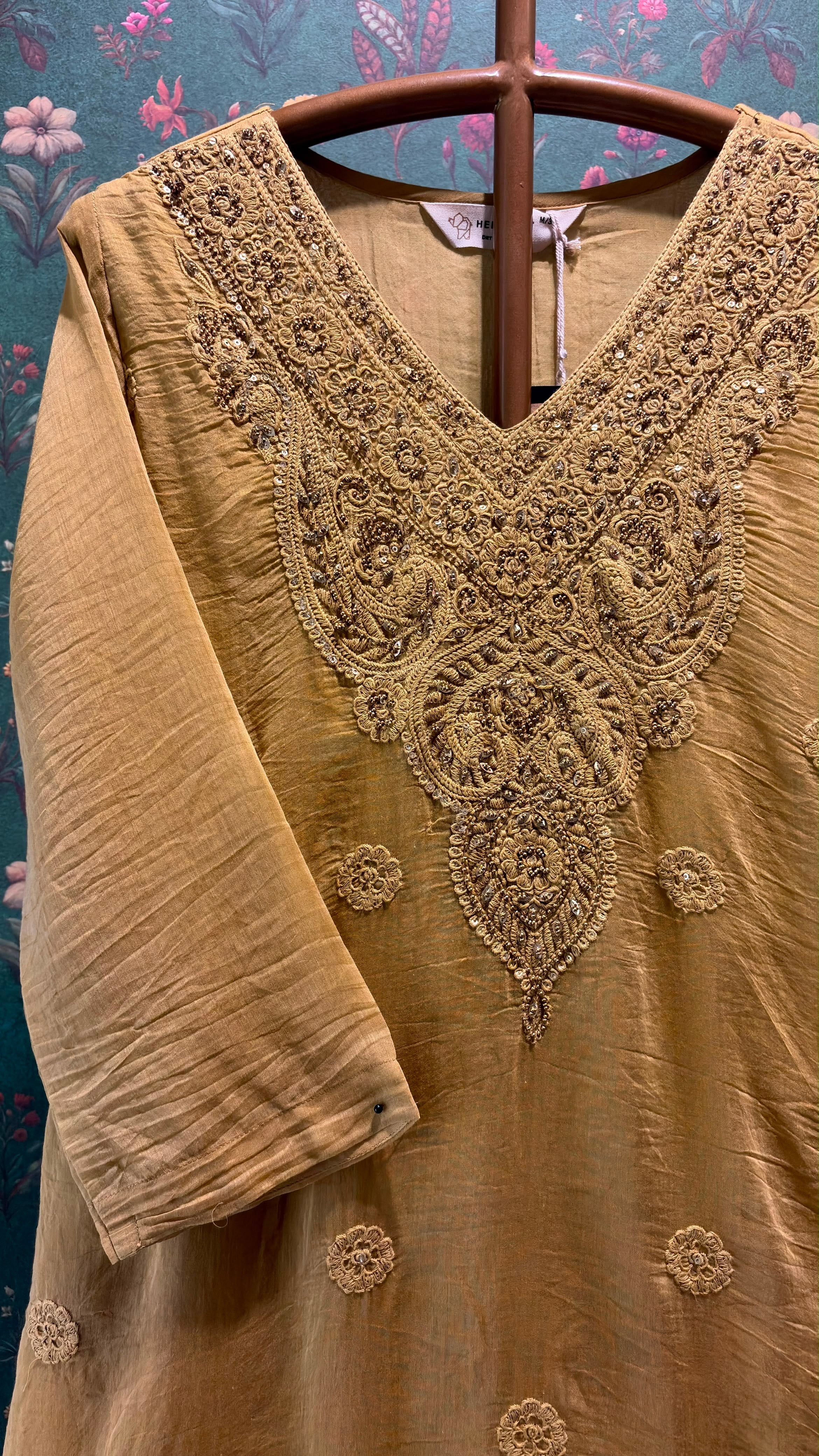 Mustard Yellow Mul-Chanderi Kurta Set