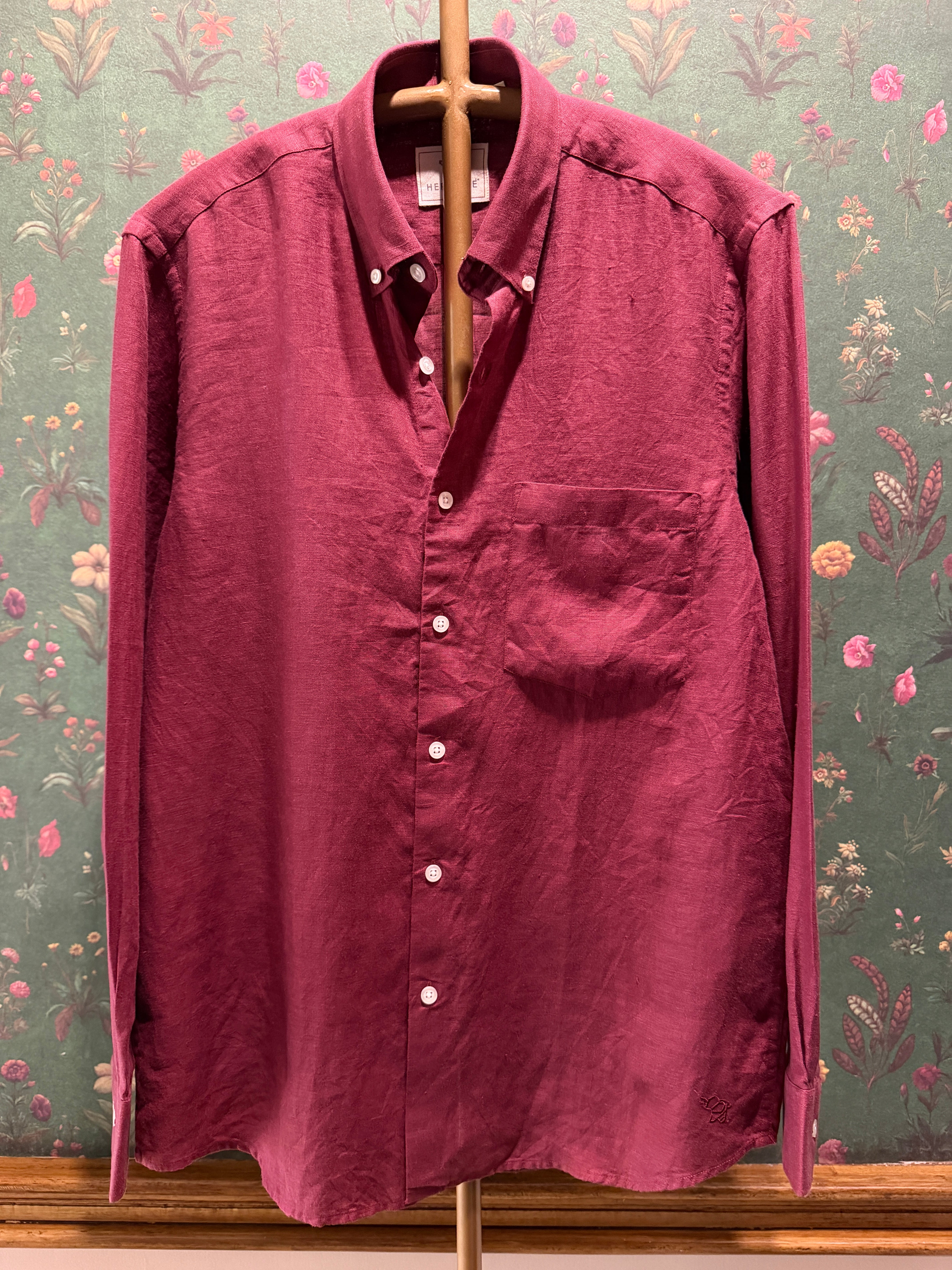 Men’s Wine Pure Linen Full Sleeves Shirt