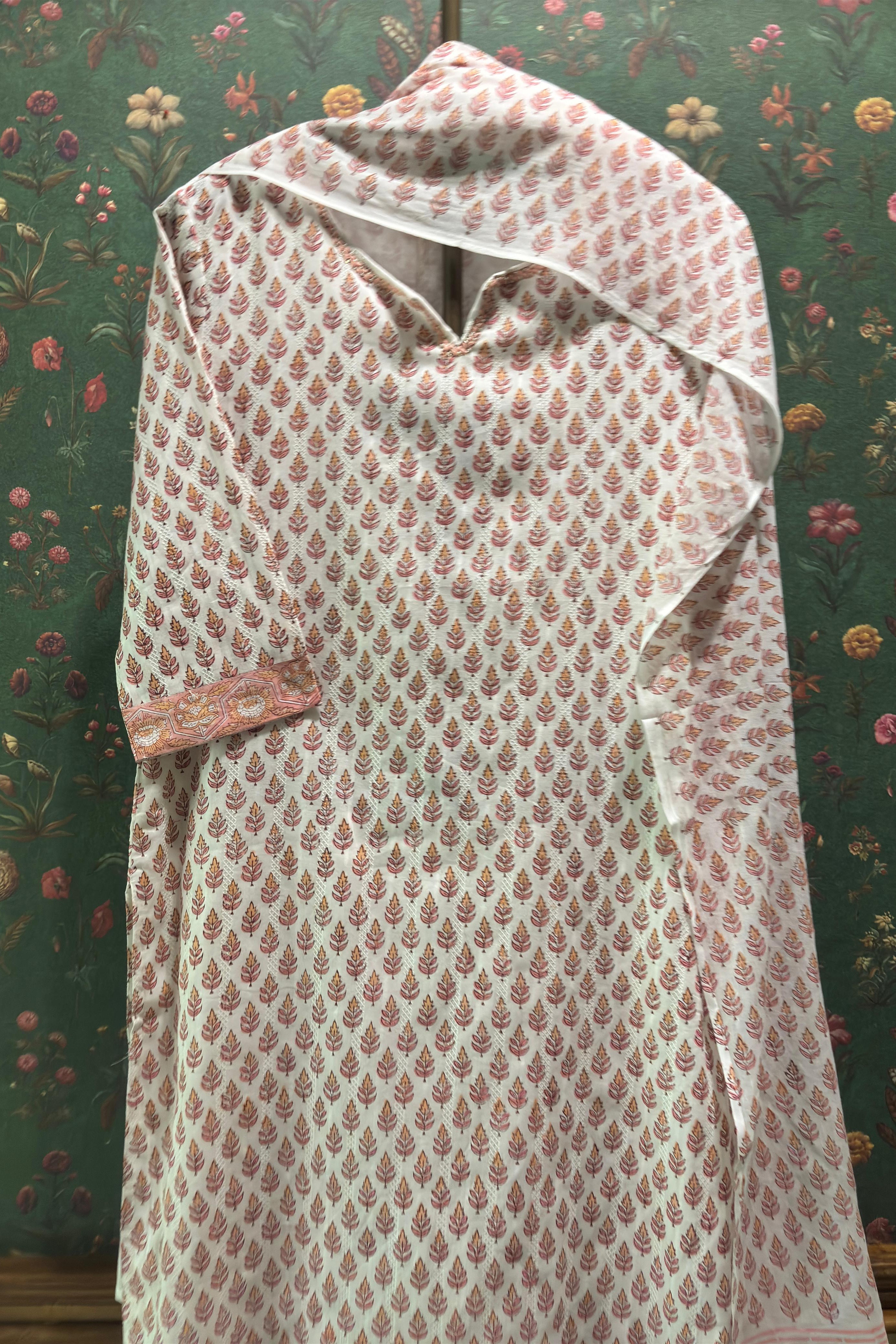 Pink Straight Fit Cotton Suit Set | HER-468