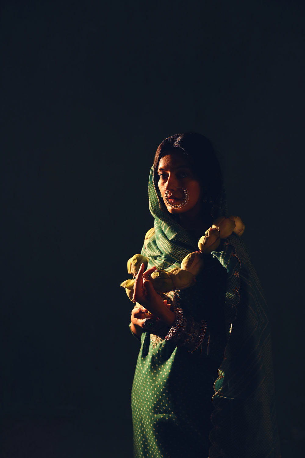 Teal Bandhani Chanderi Suit Set | HER-293