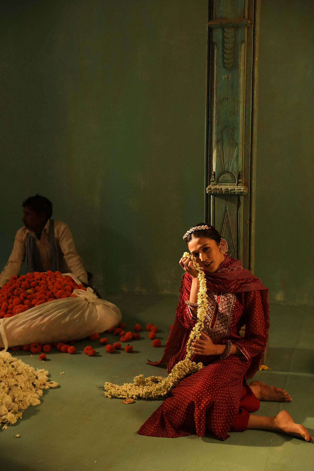 Wine Bandhani Chanderi Suit Set | HER-293