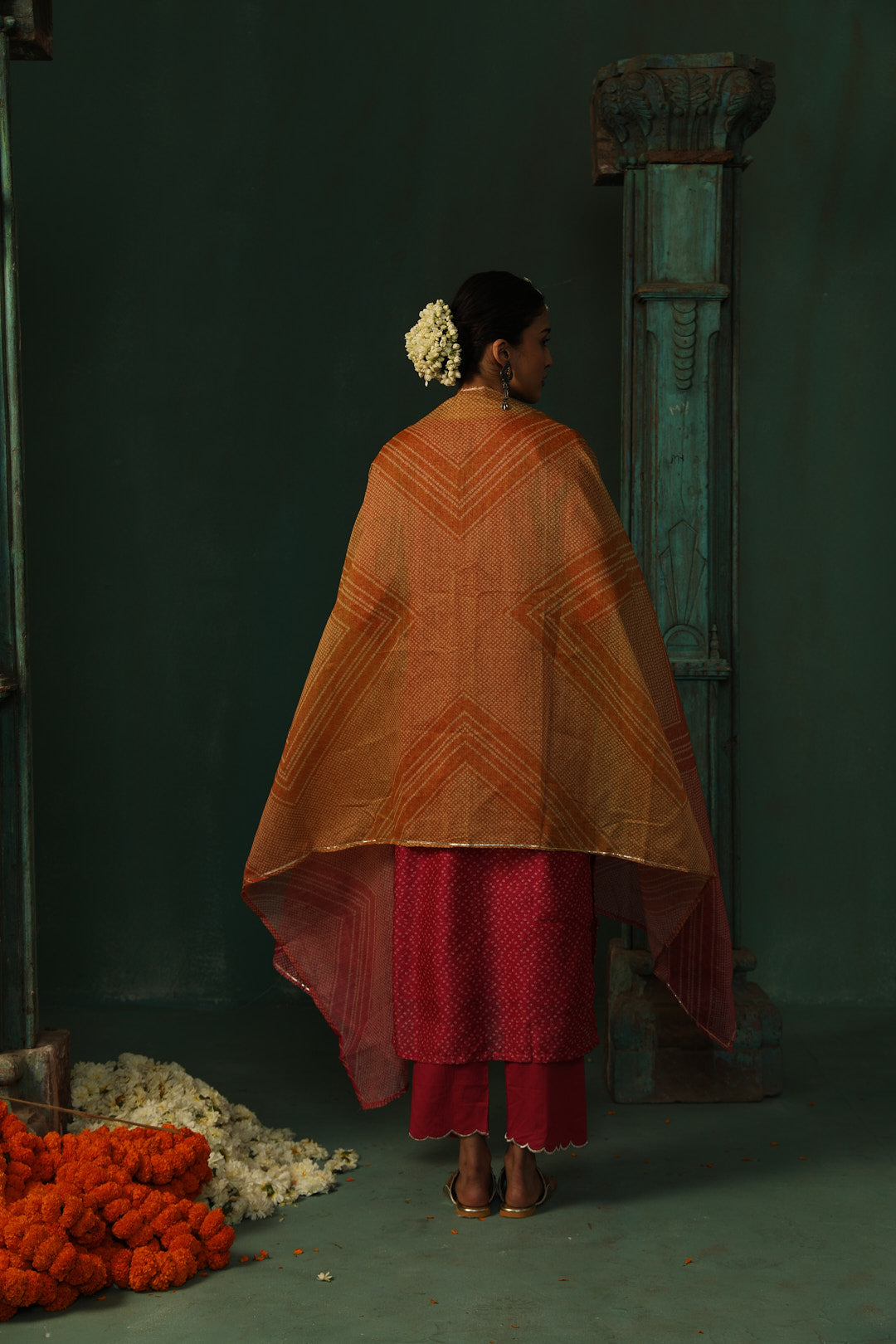 Bandhej Bagh Pink Chanderi Suit Set | HER-299