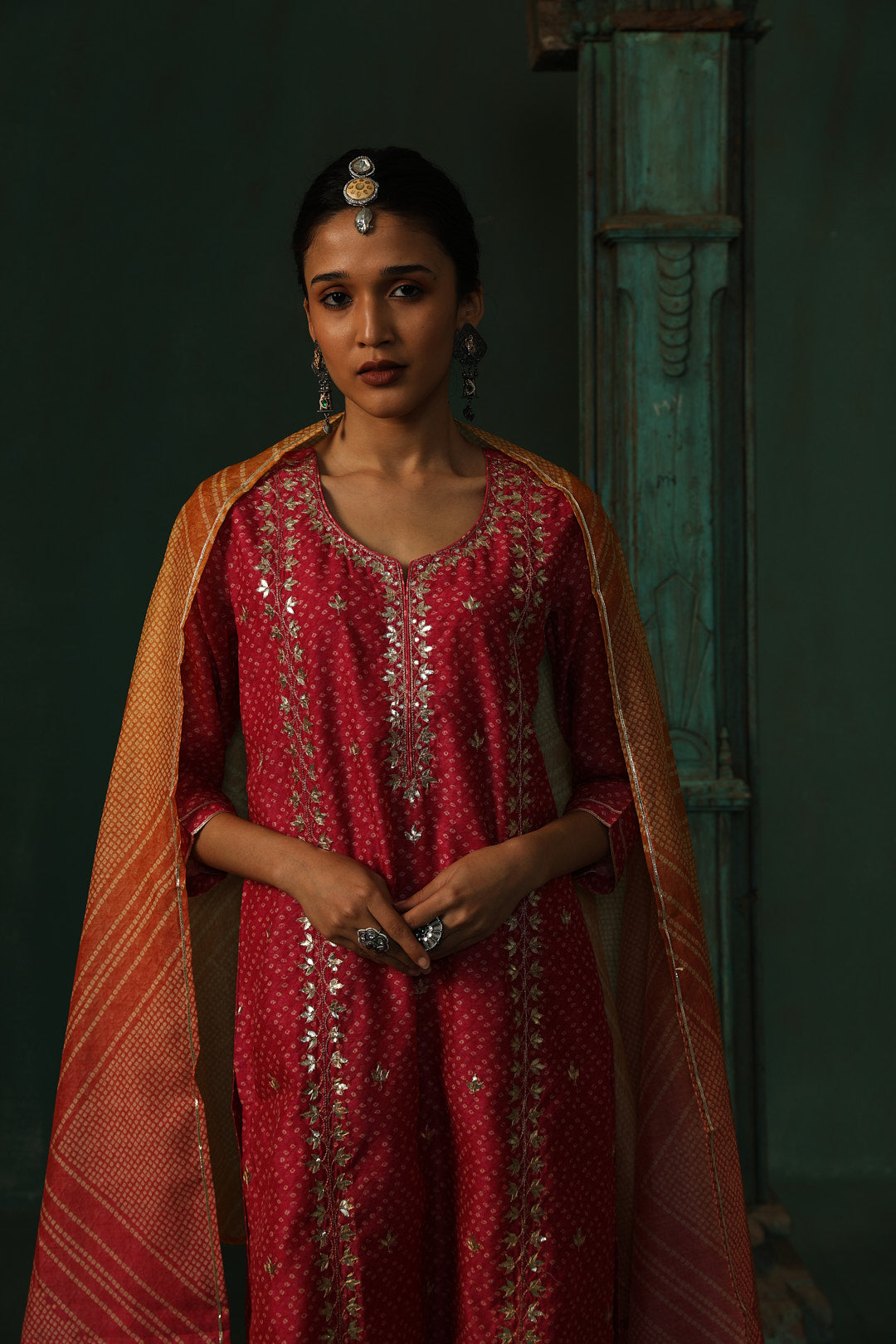 Bandhej Bagh Pink Chanderi Suit Set | HER-299