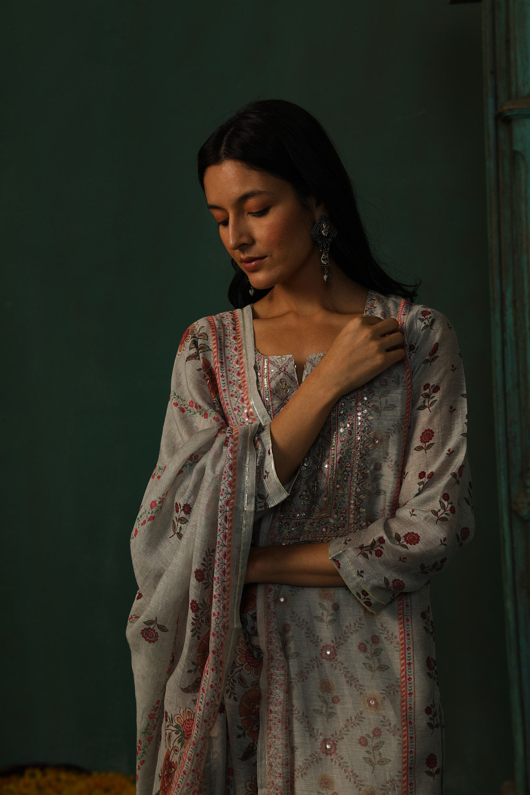 Grey Linen Suit Set | HER-301