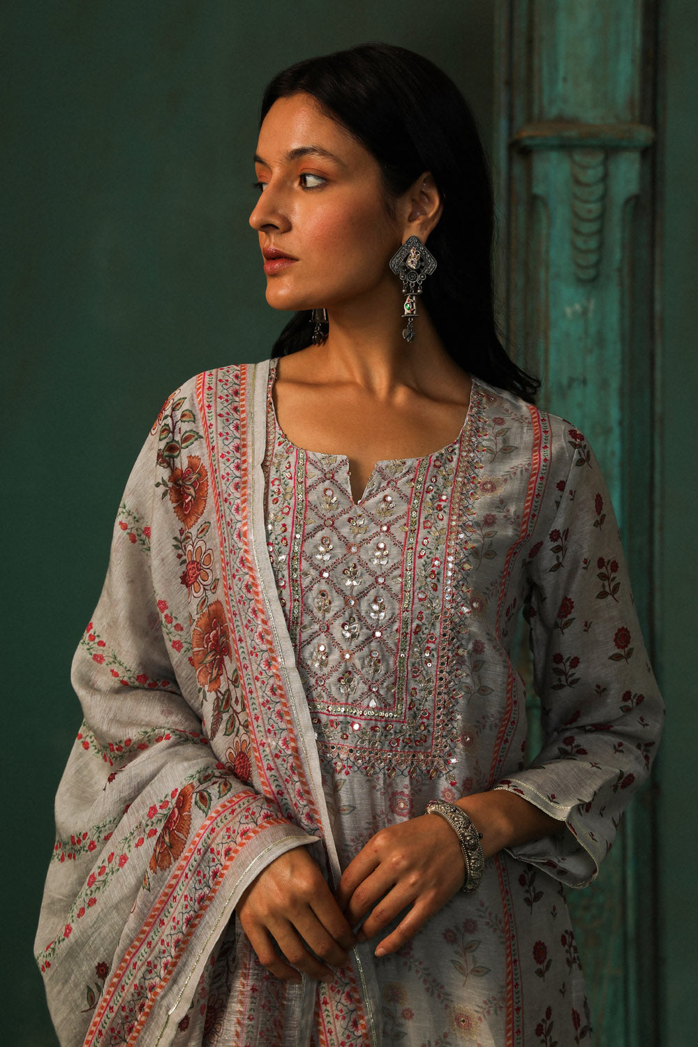 Grey Linen Suit Set | HER-301