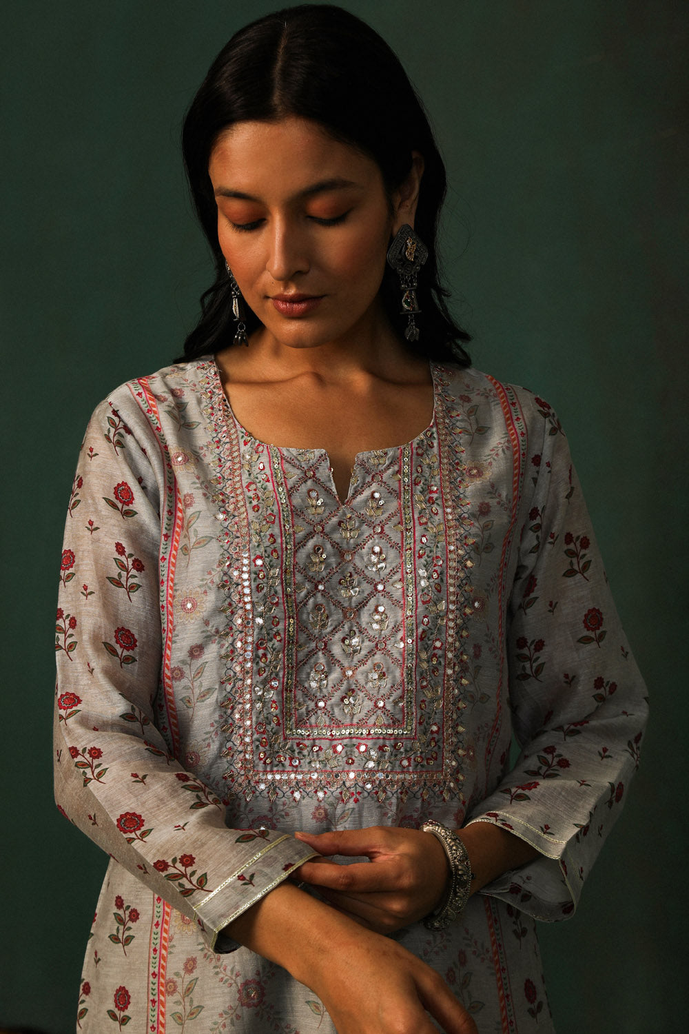 Grey Linen Suit Set | HER-301